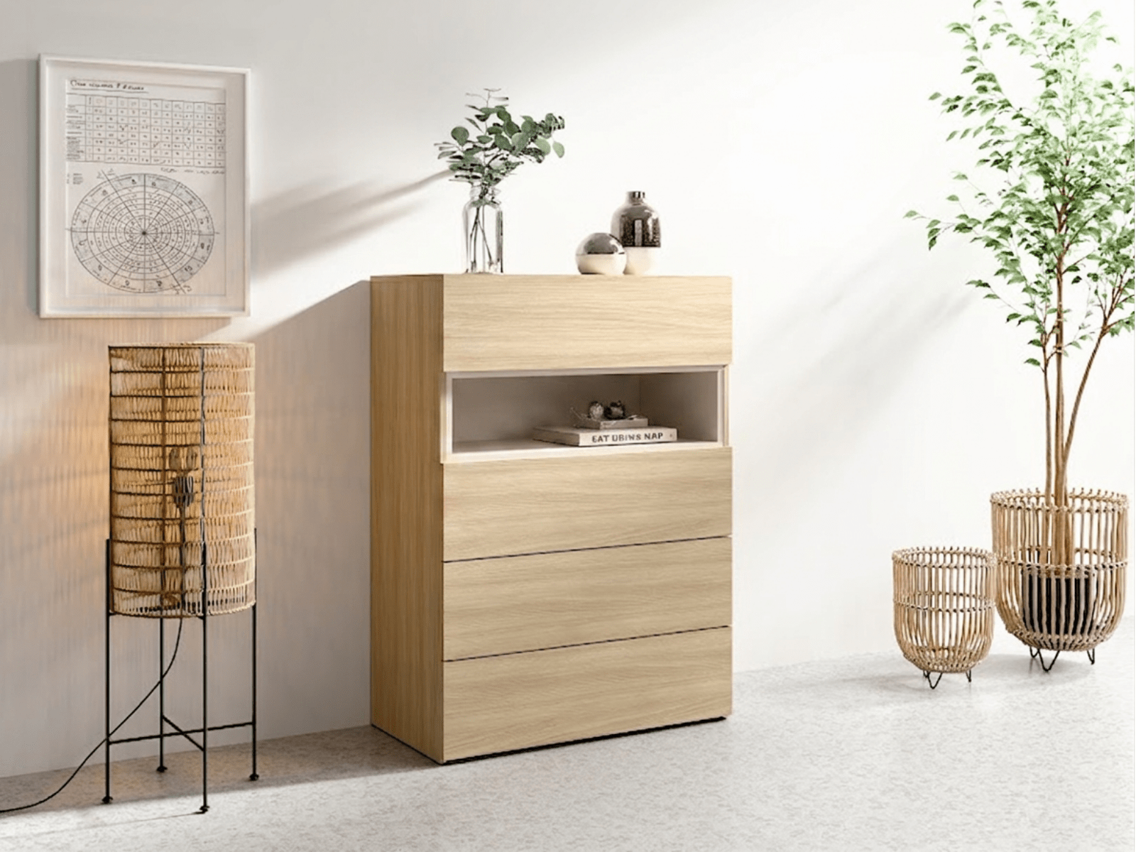 Commode VILLANOVA 4 lades barista eik