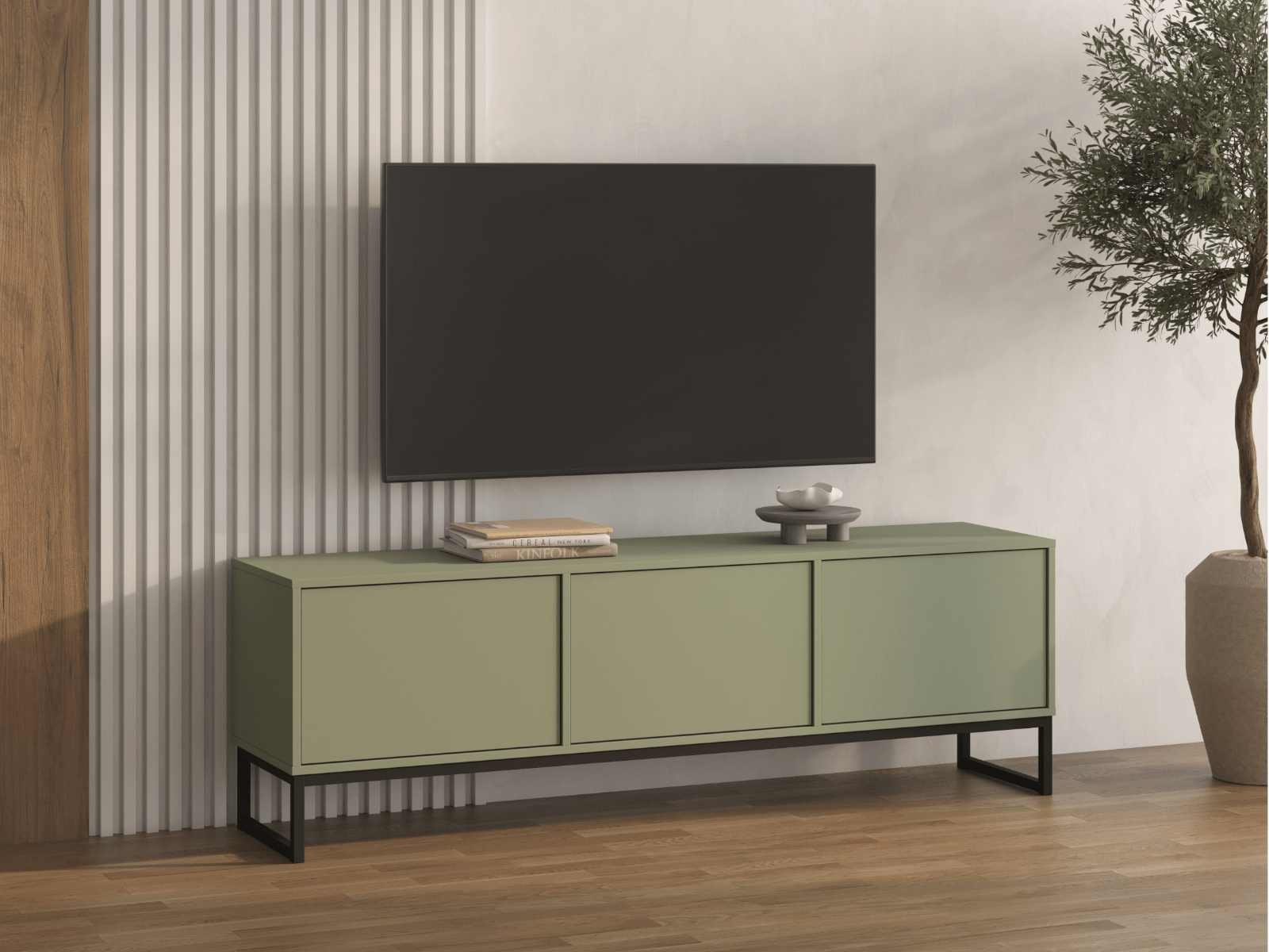 TV-/hifi-meubel LAFITA 3 deuren groen