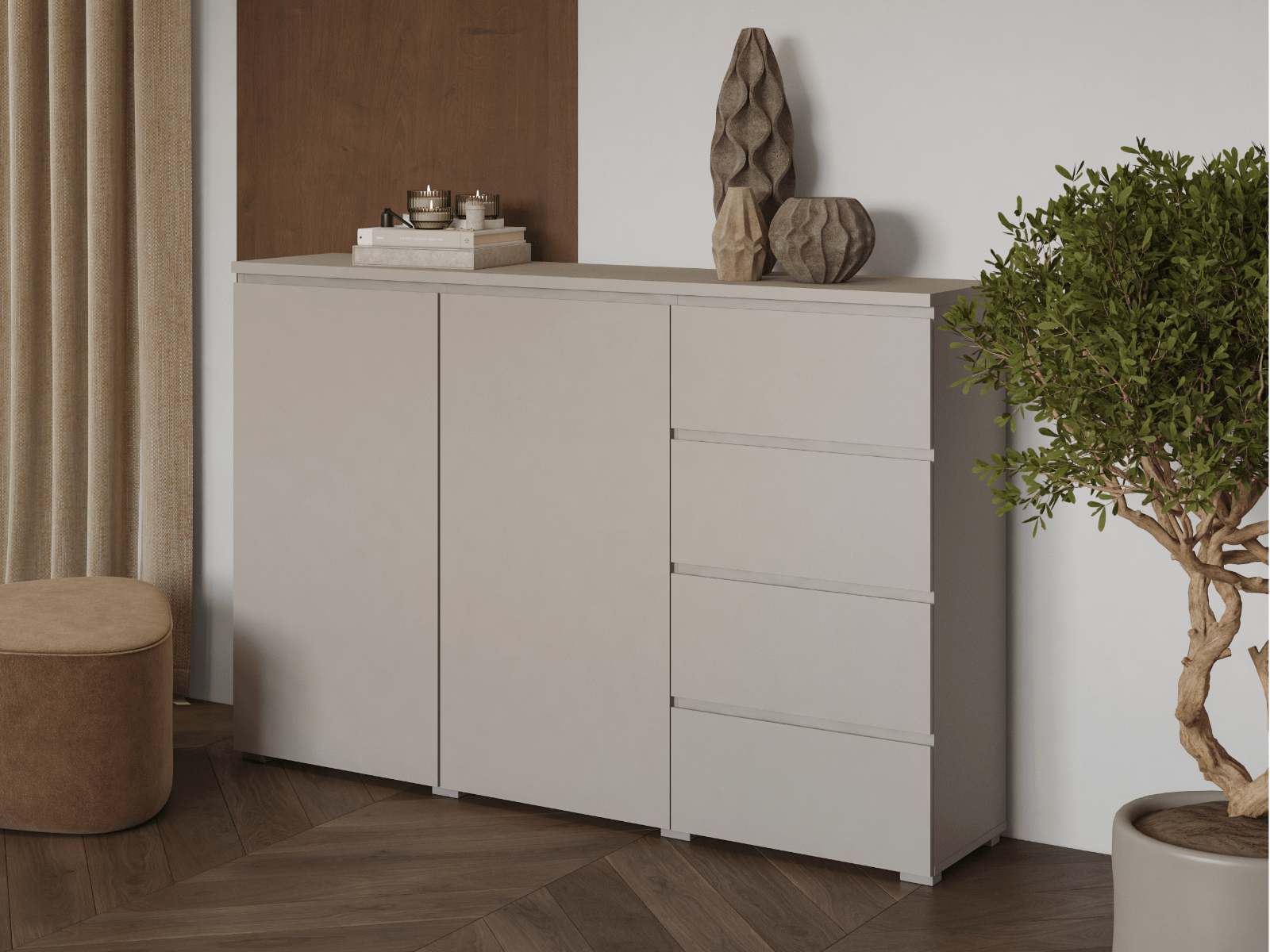 Dressoir MODOK 2 deuren 4 lades kasjmier
