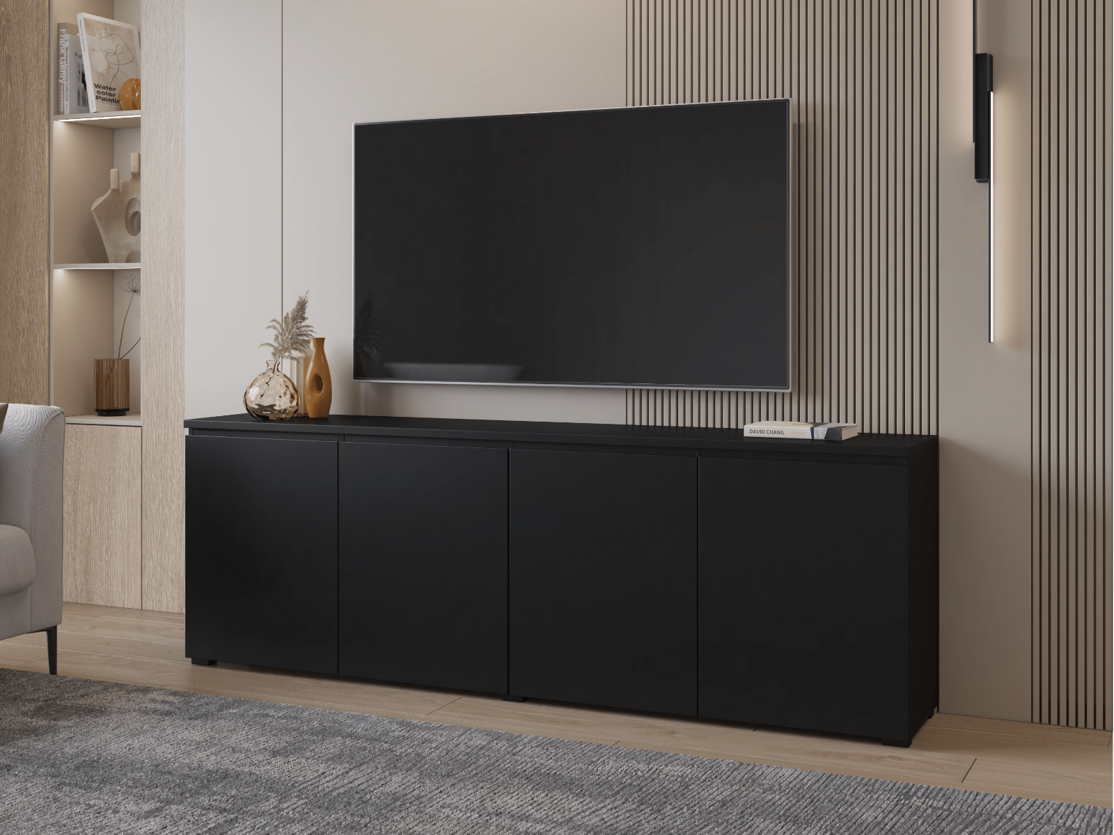 TV-/hifi-meubel MODOK 4 deuren zwart