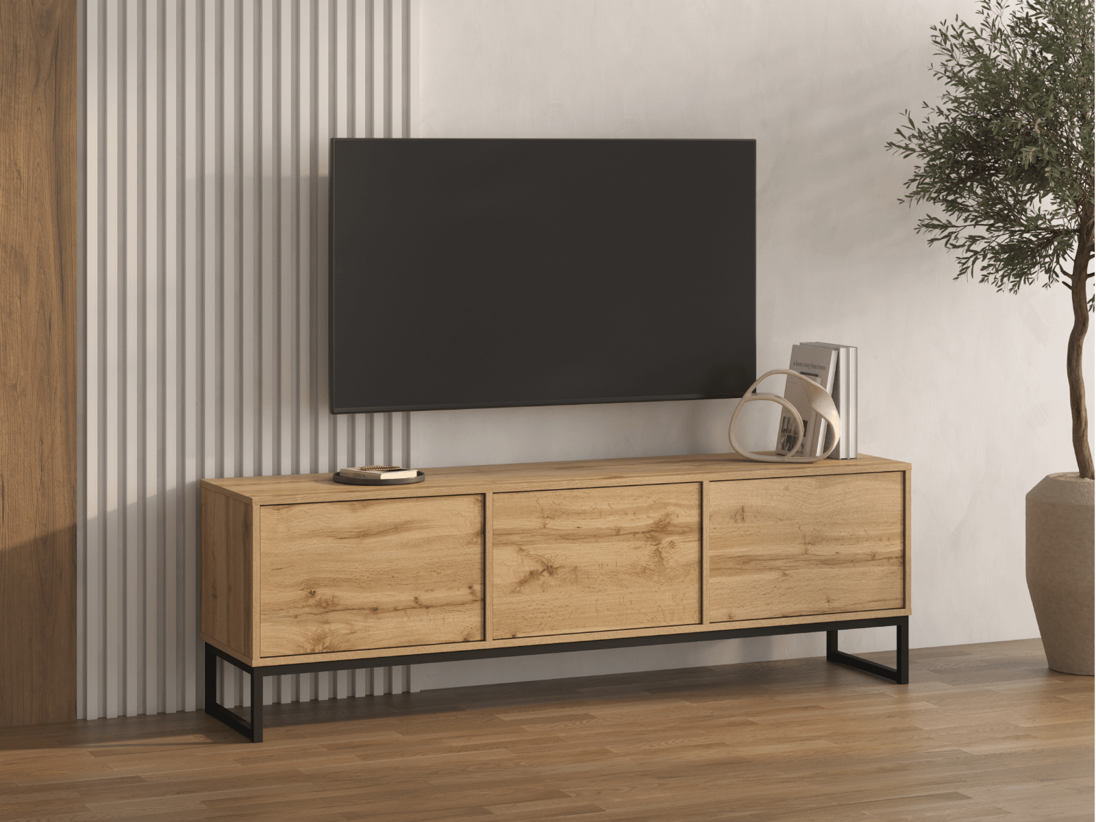 TV-/hifi-meubel LAFITA 3 deuren wotan eik