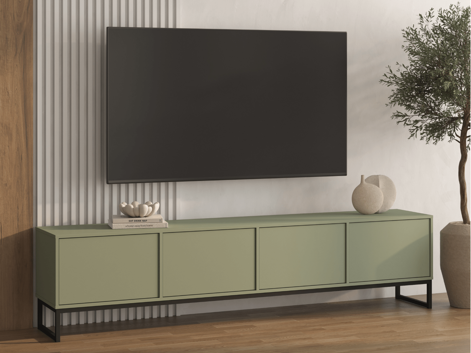 TV-/hifi-meubel LAFITA 4 deuren groen