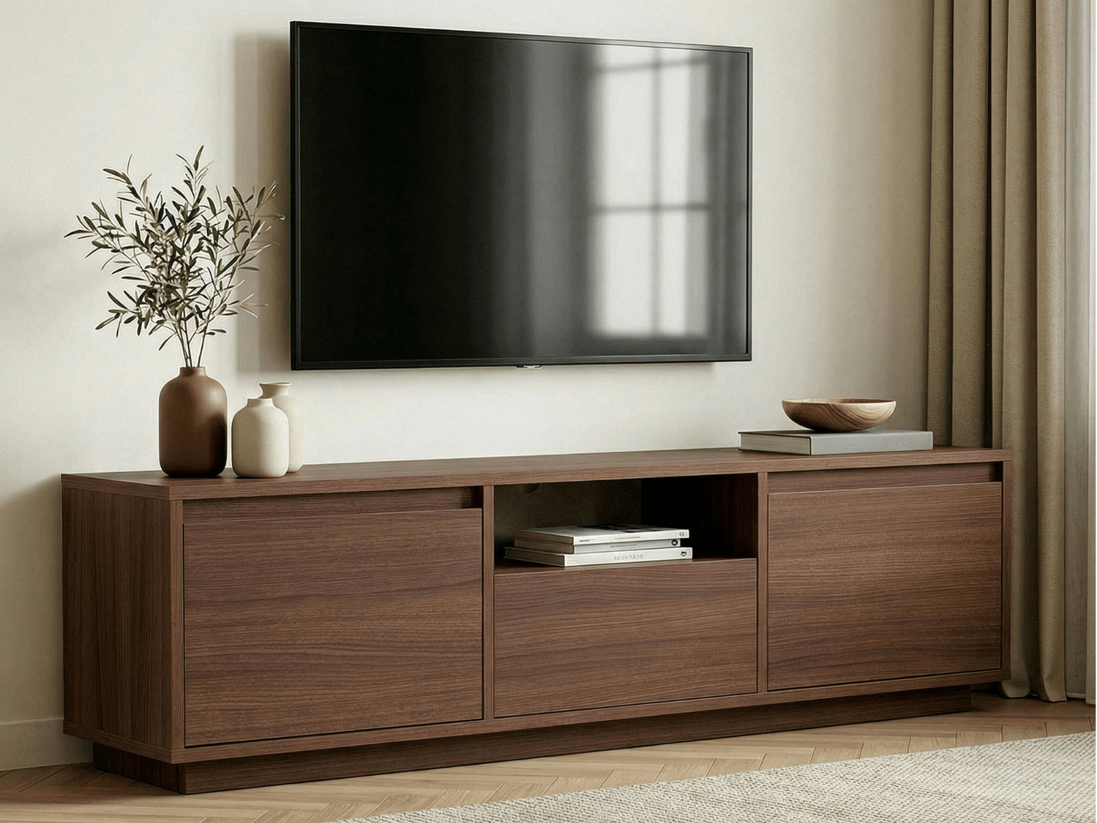 TV-/hifi-meubel SAMBA 3 deuren walnoot