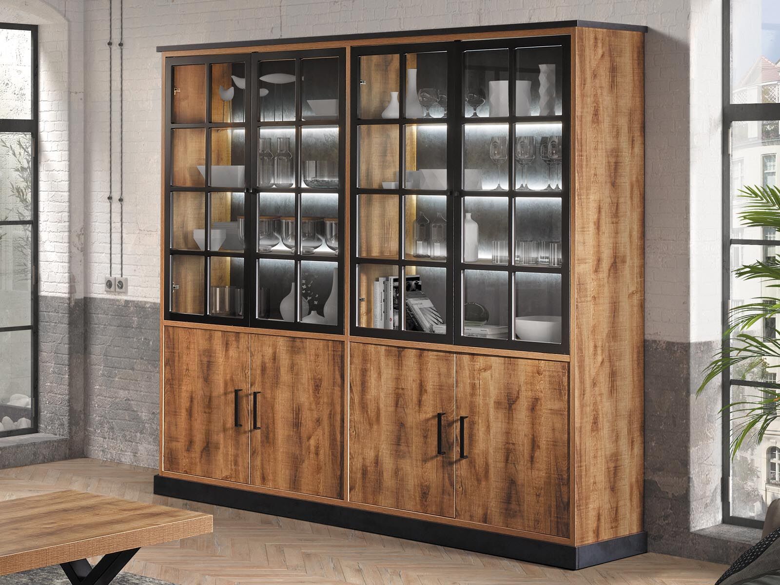 Bibliotheek OBI 8 deuren tropix hout 