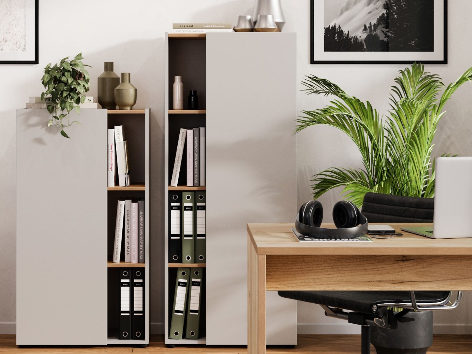 Kantoorkast ADRIANO 3 legplanken kasjmier/navarra eik