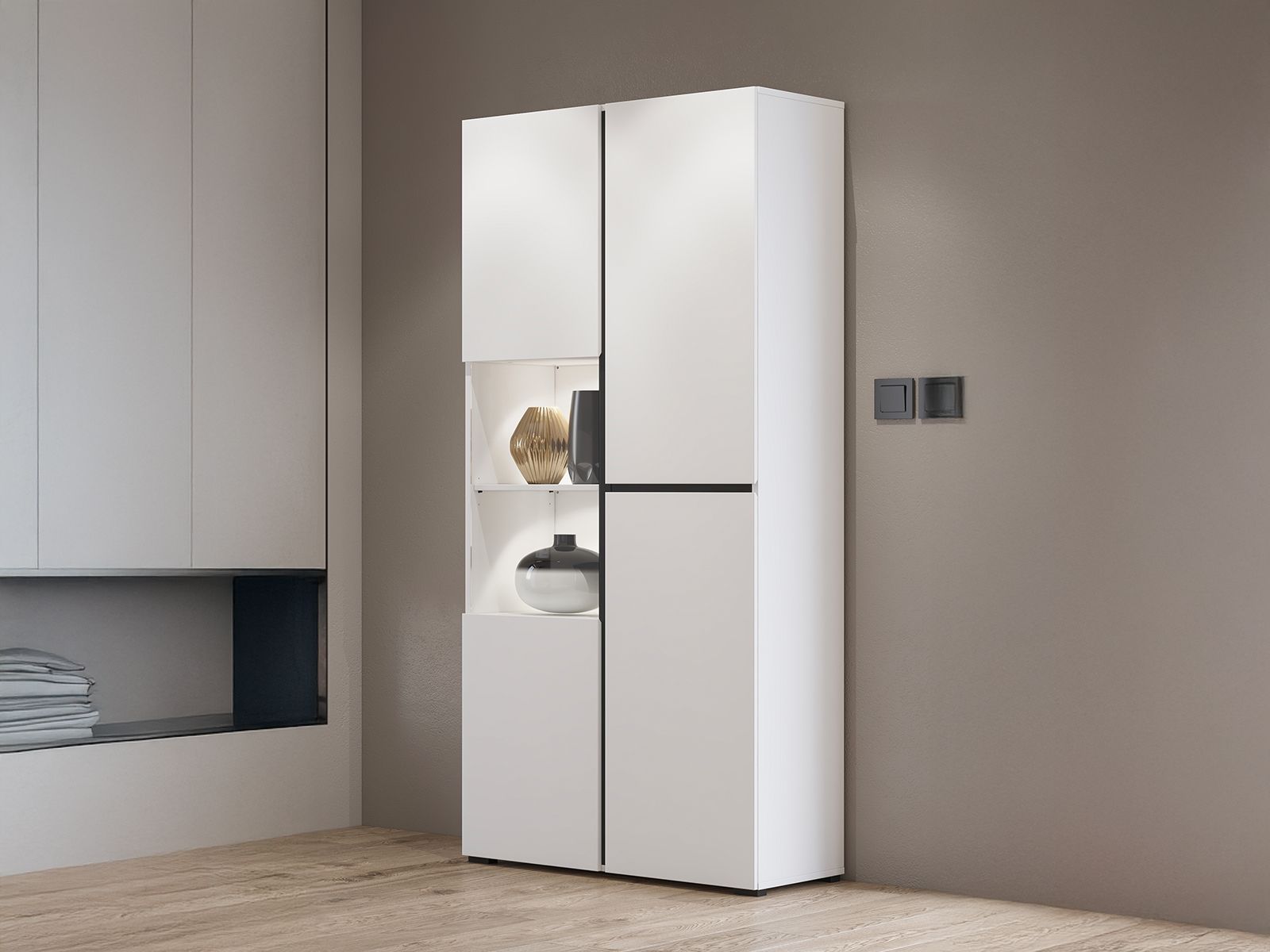 Vitrinekast CROSSAIR 3 deuren wit