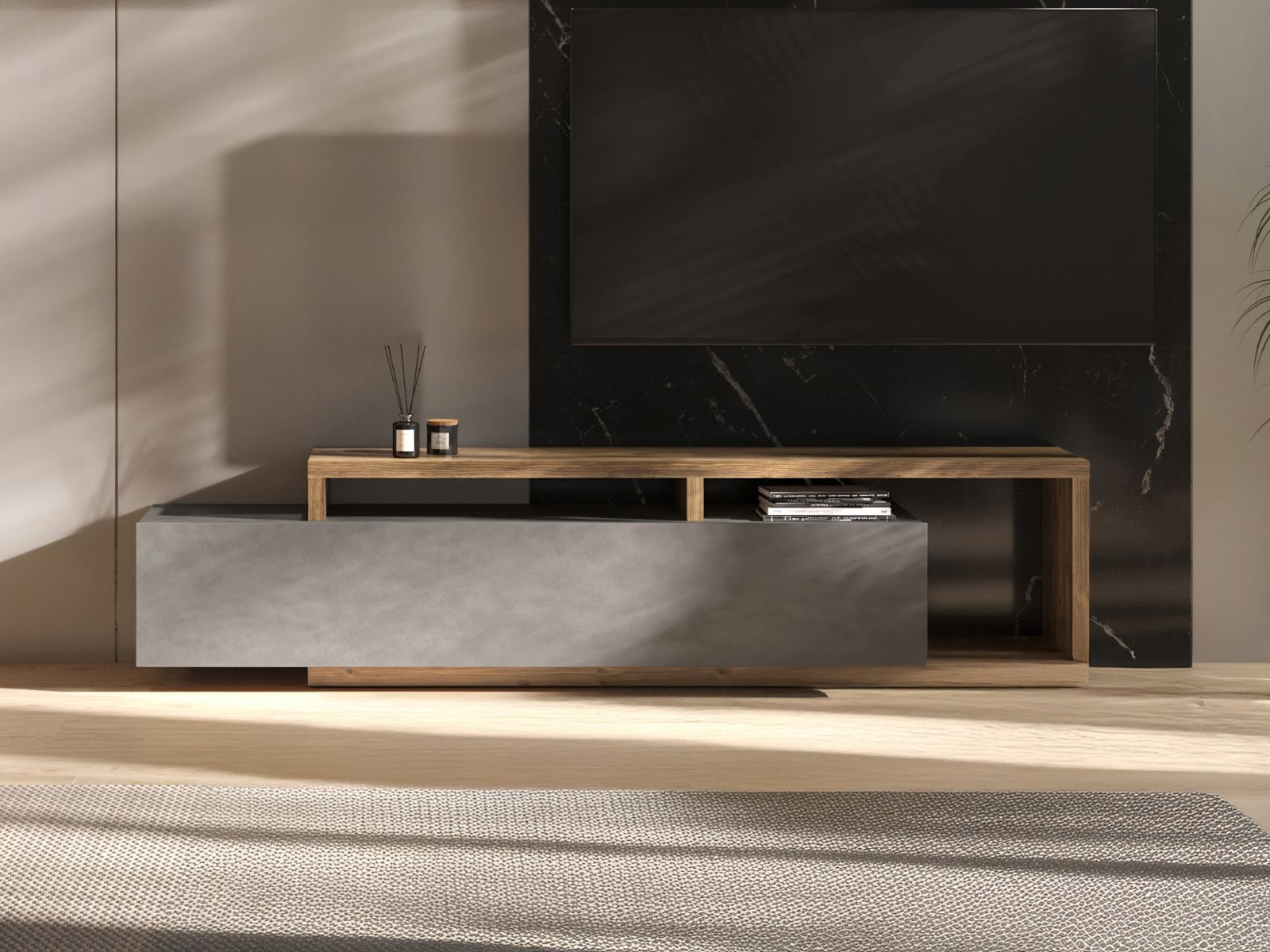 Tv-meubel BOTSWANA 2 lades 2 opbergvakken matera/eik appenzeller