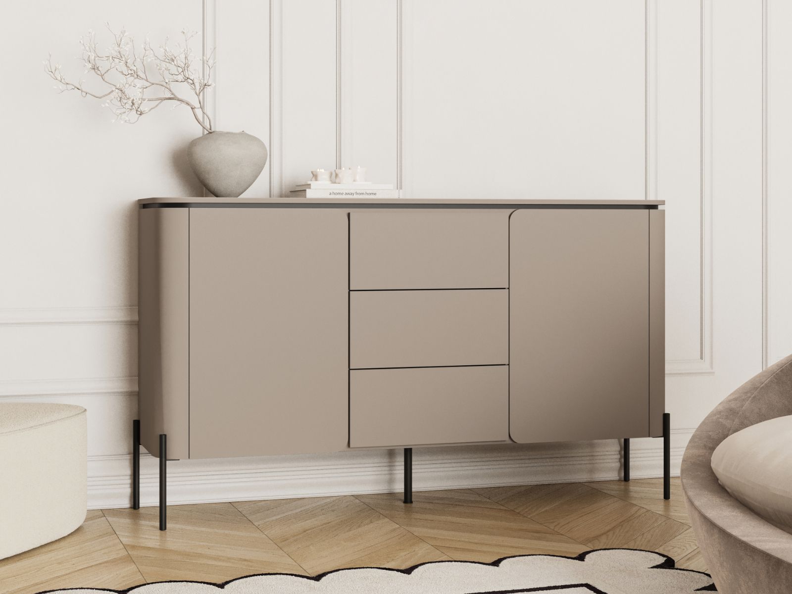 Dressoir BELLATRE 2 deuren 3 laden taupe