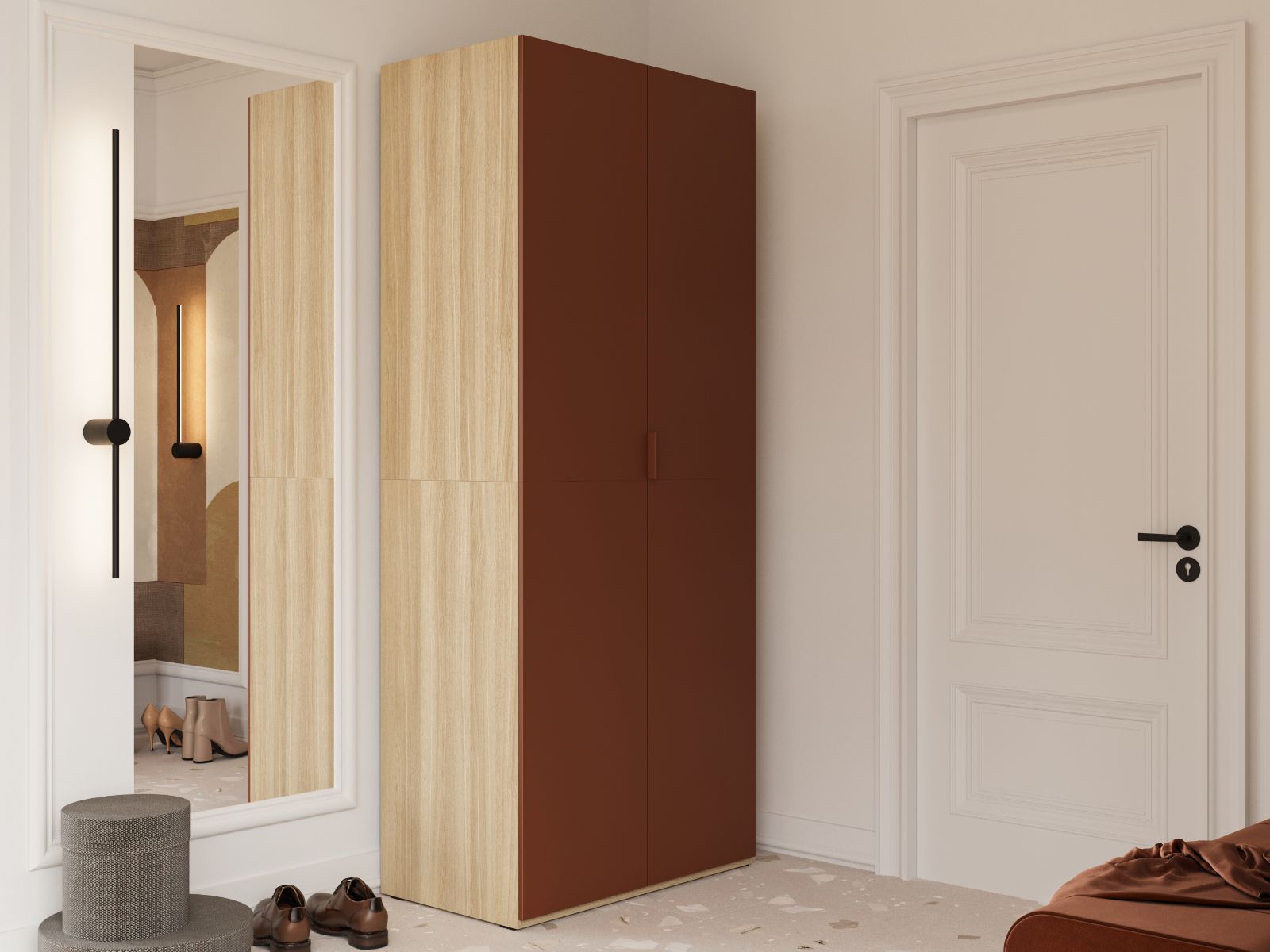 Kast MATANA 2 deuren terracotta/elegante eik