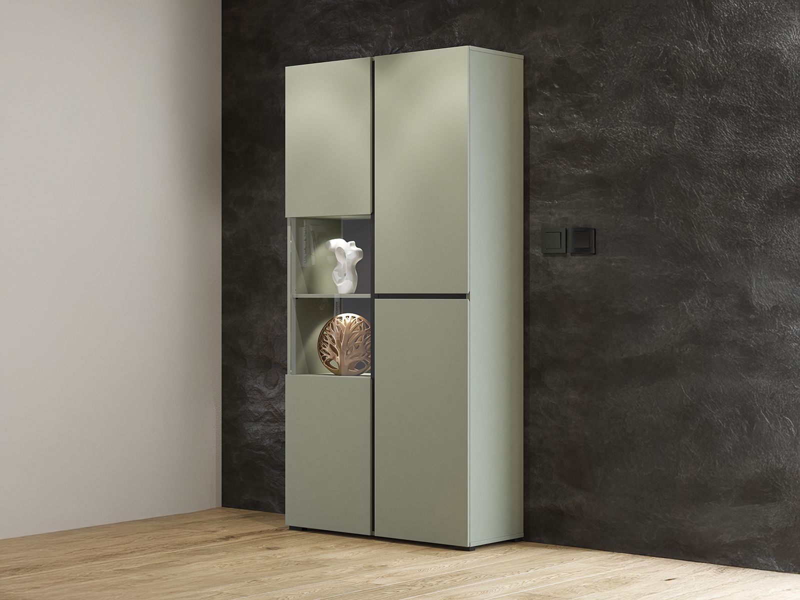 Vitrinekast CROSSAIR 3 deuren groen