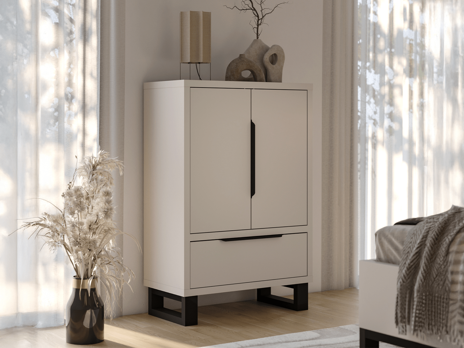 Commode HAMETTE 2 deuren 1 lade kasjmier