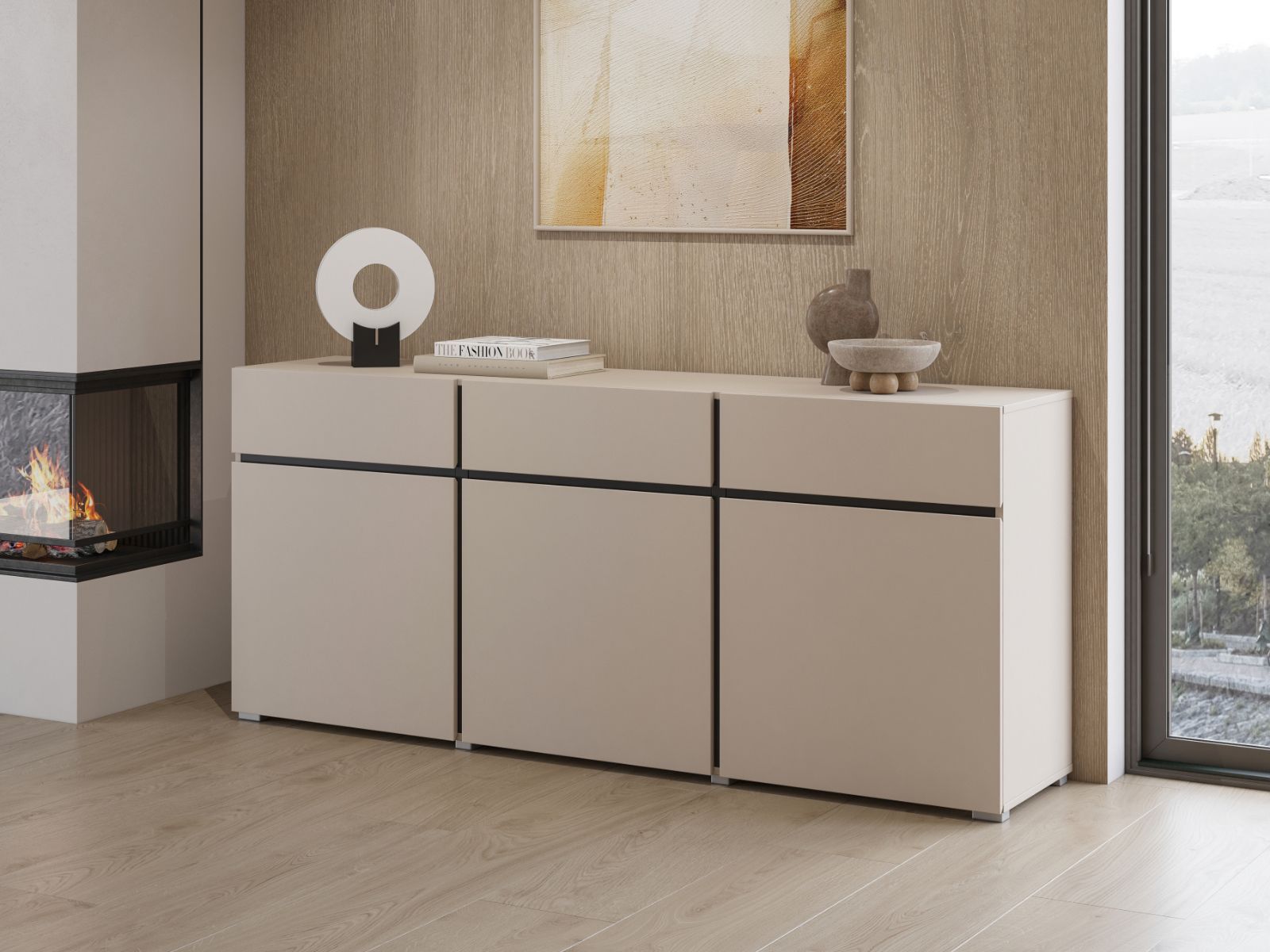 Dressoir CROSSAIR 3 deuren 3 lades kasjmier