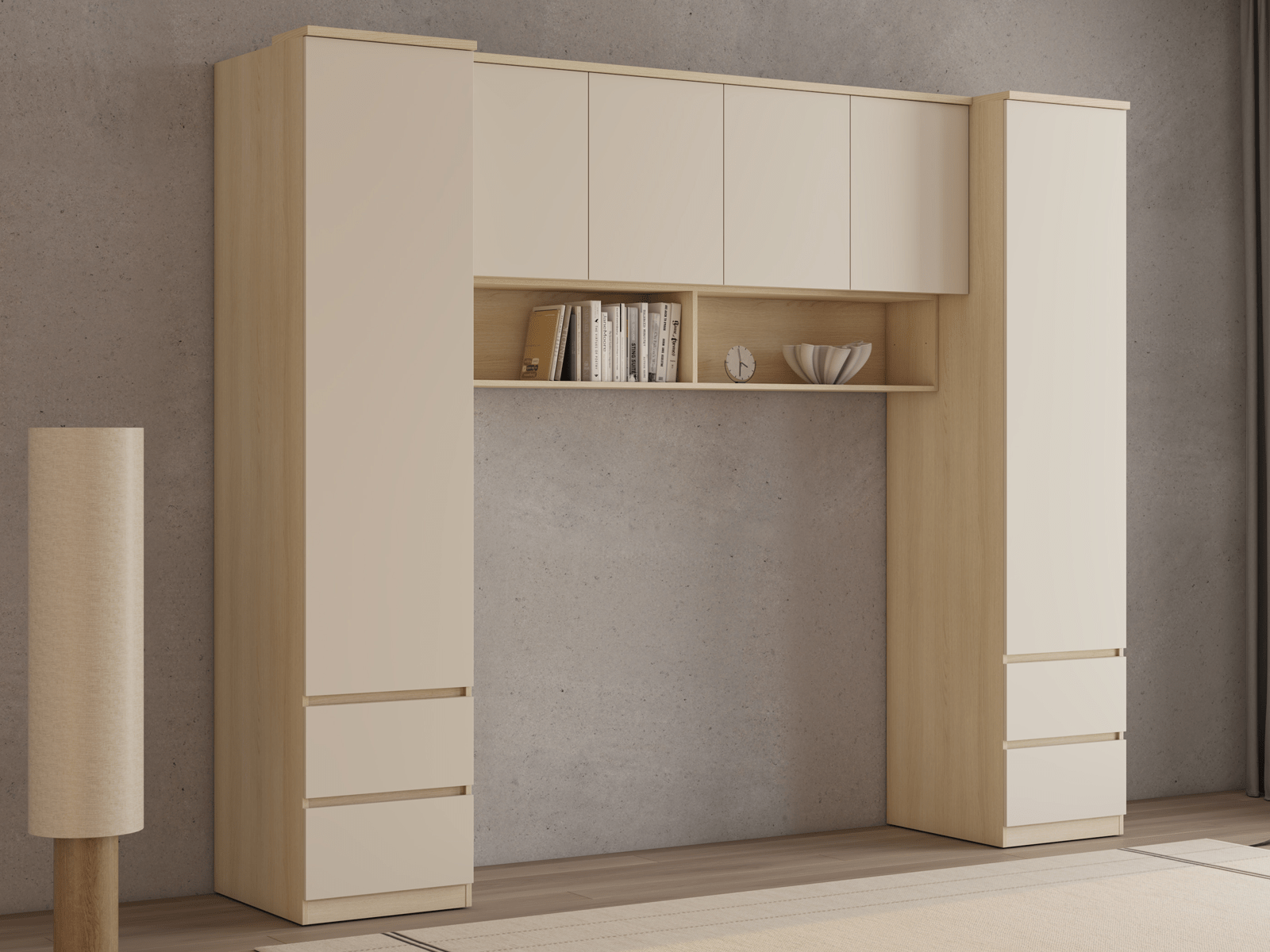 Bedombouw THEODORA 160 cm lindberg eik/zandkleur gesloten