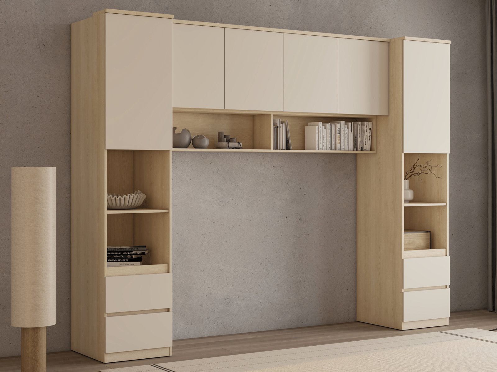 Bedombouw THEODORA 180 cm lindberg eik/zandkleur halfopen