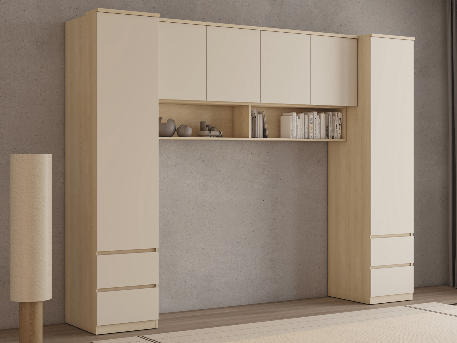 Bedombouw THEODORA 180 cm lindberg eik/zandkleur gesloten