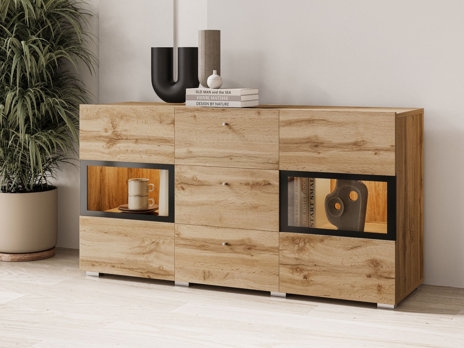 Mobistoxx Commode BABEL 2 deuren en 3 lades wotan eik