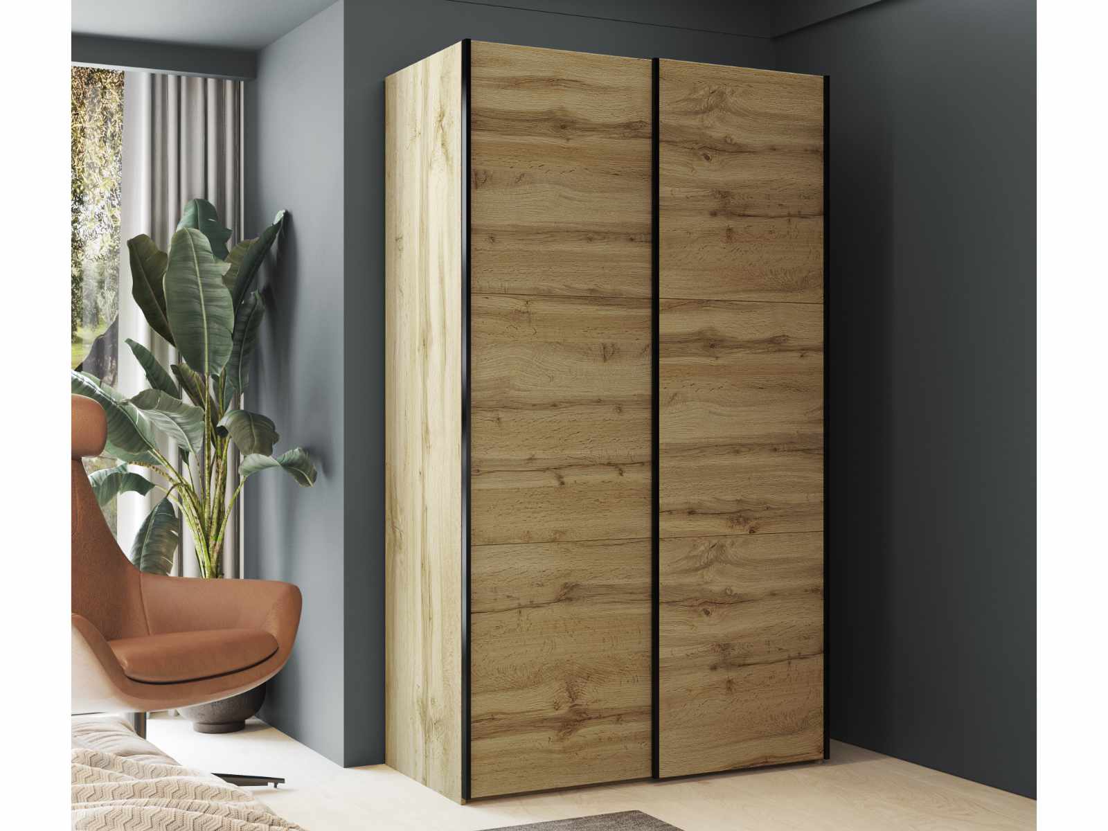 Kledingkast EZEKIEL 2 schuifdeuren wotan eik