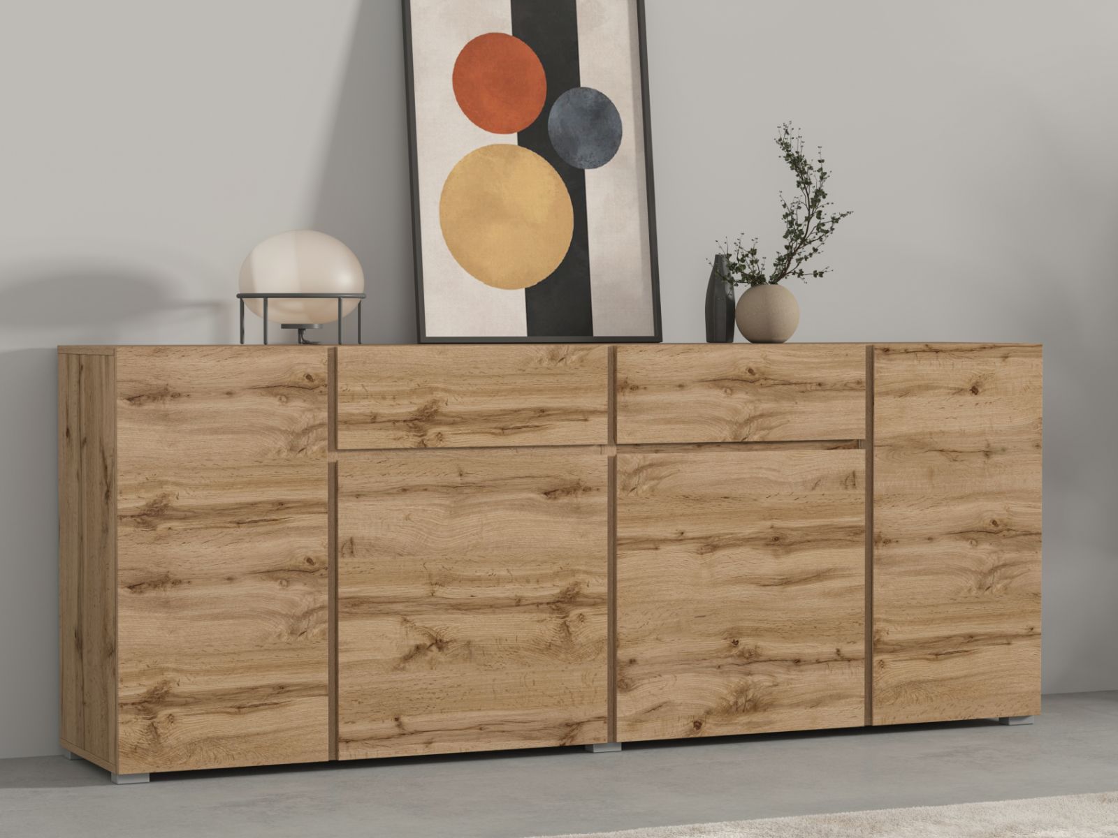 Mobistoxx Dressoir ASYMI 4 deuren 2 lades wotan eik