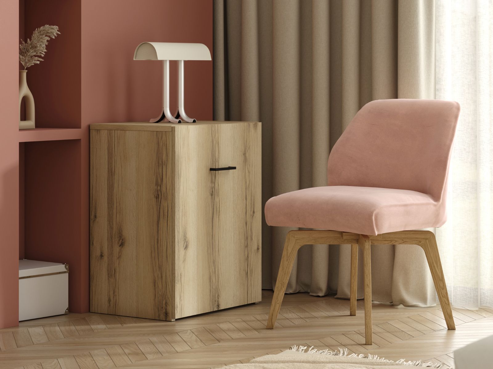 Uitschuifbaar bureau SMOLTY natuurlijke eik 