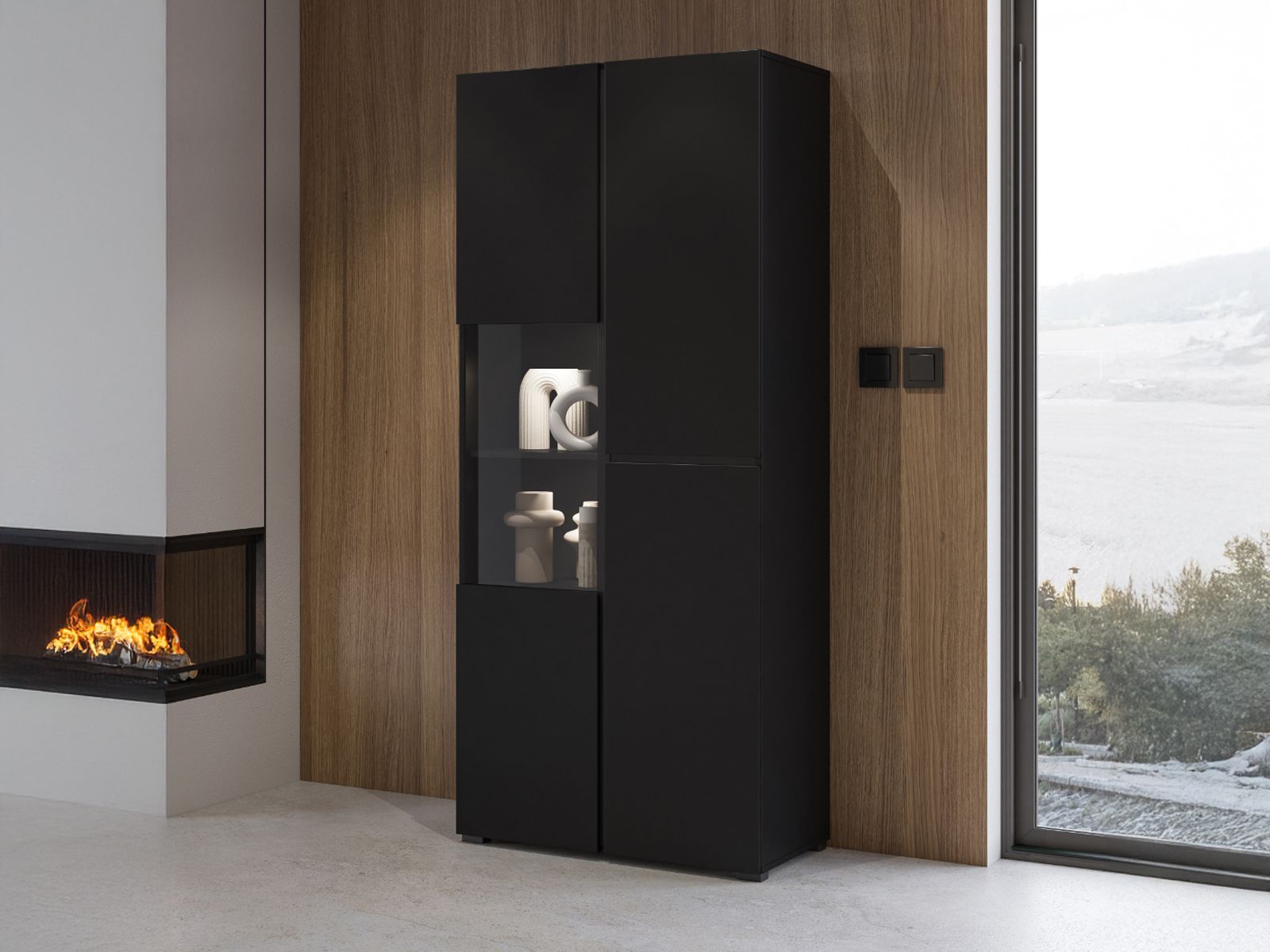 Vitrinekast CROSSAIR 3 deuren zwart