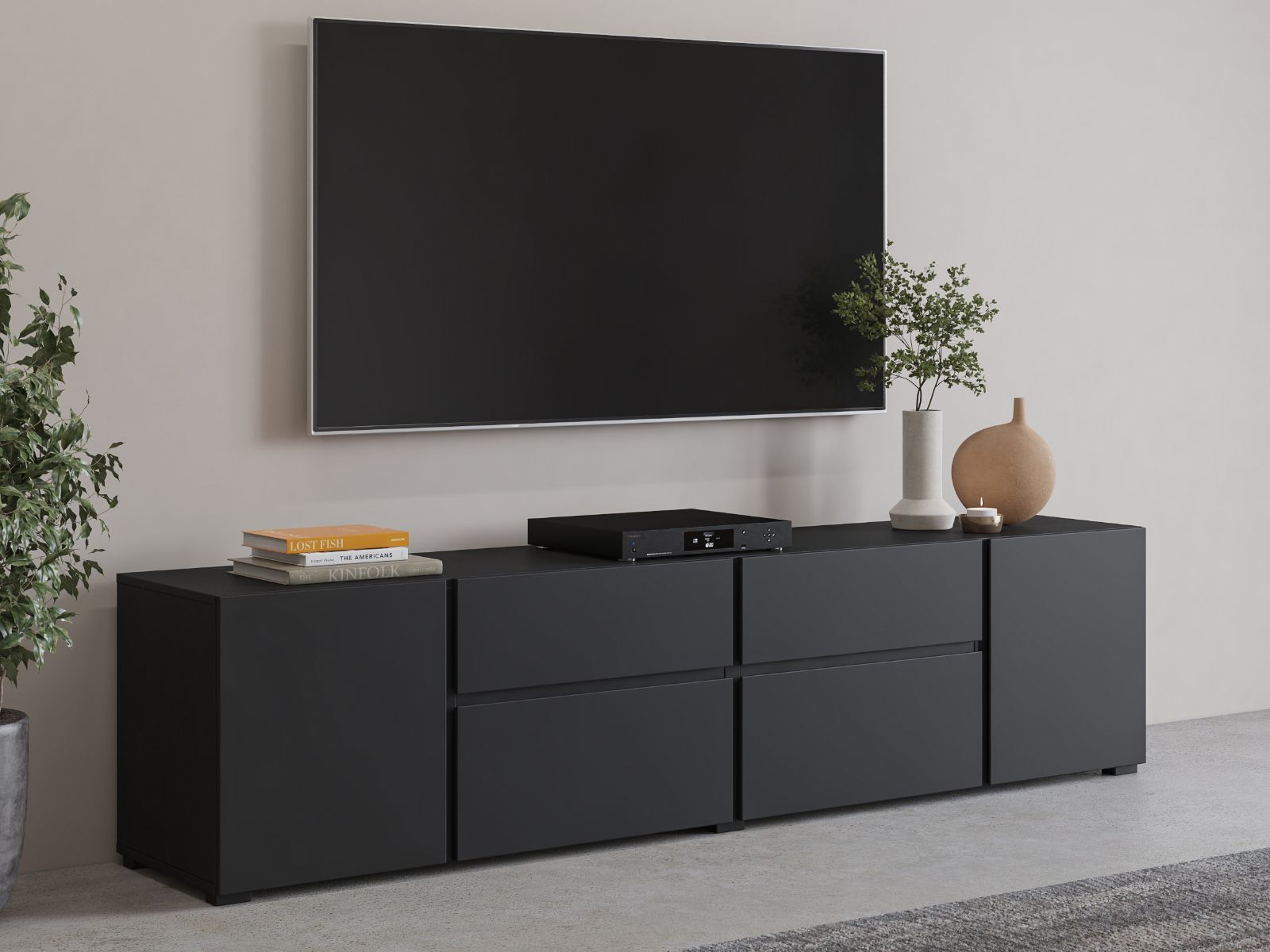 Mobistoxx Tv-meubel ASYMI 4 deuren 2 lades zwart