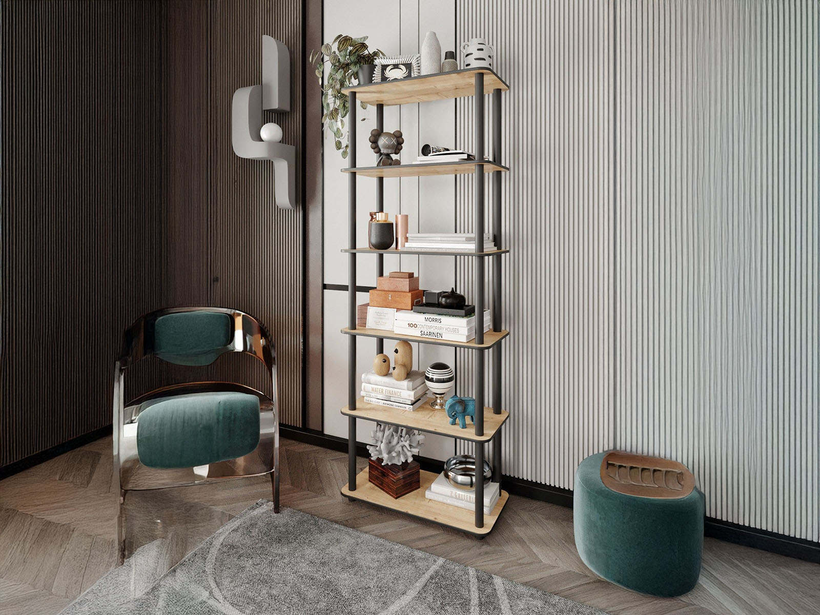 Boekenkast BOOKY 4 legplanken eiken