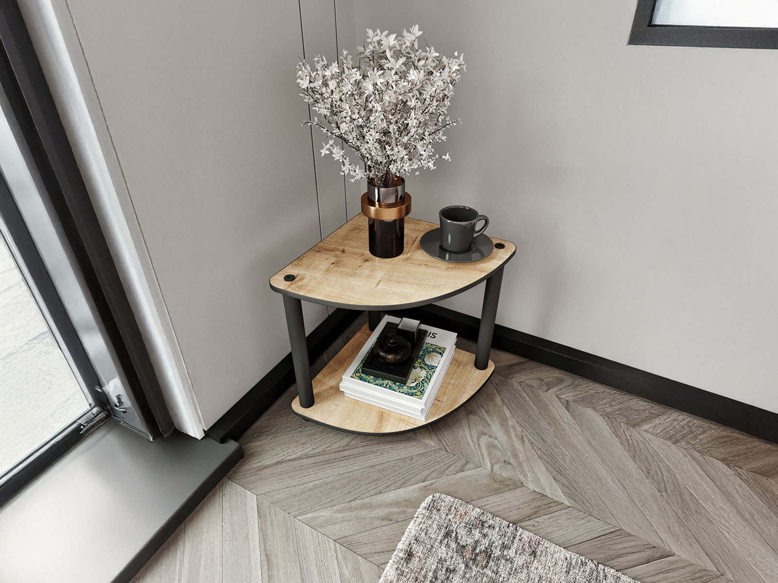 Hoekbijzettafel BOOKY 34 cm eiken