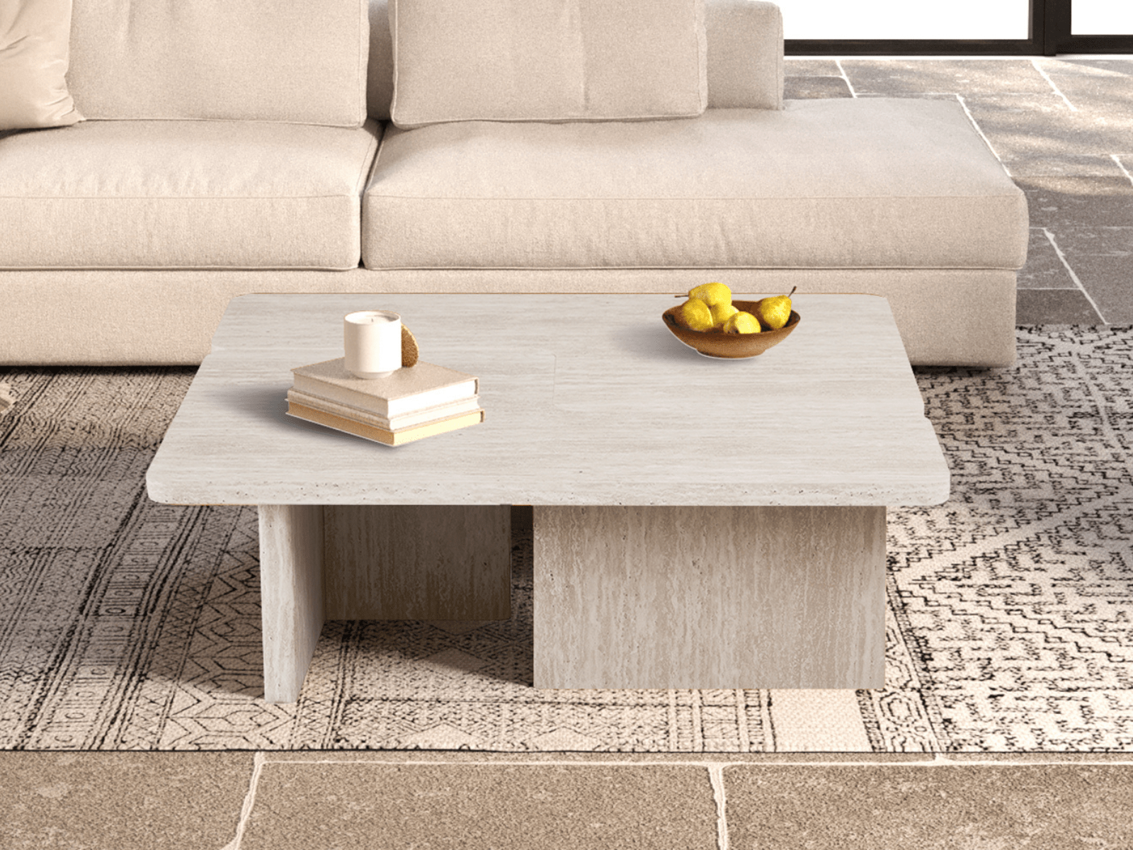 Salontafel ROLENO 120 cm travertijn beige