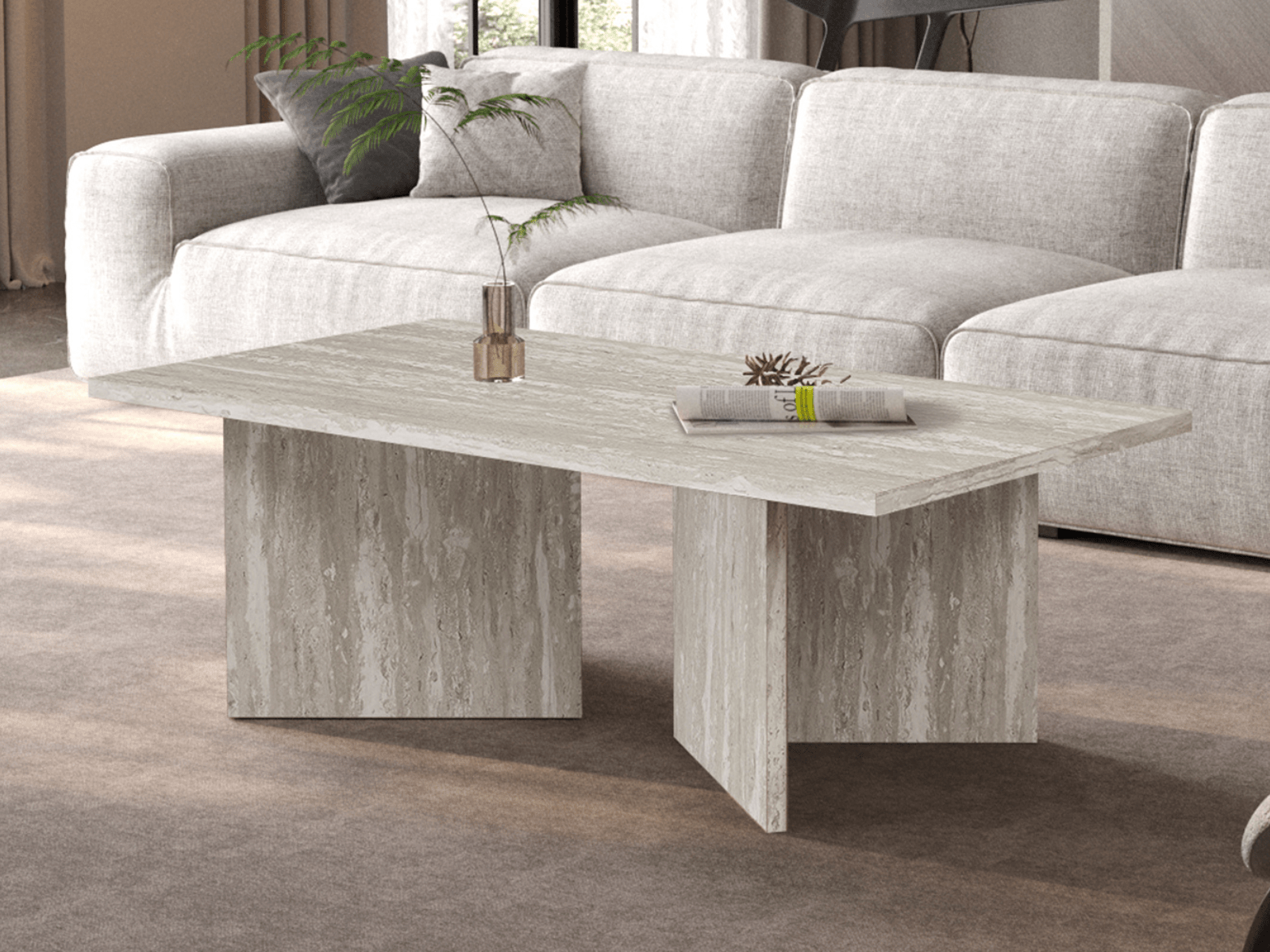 Salontafel LIBA 125 cm travertijn grijs