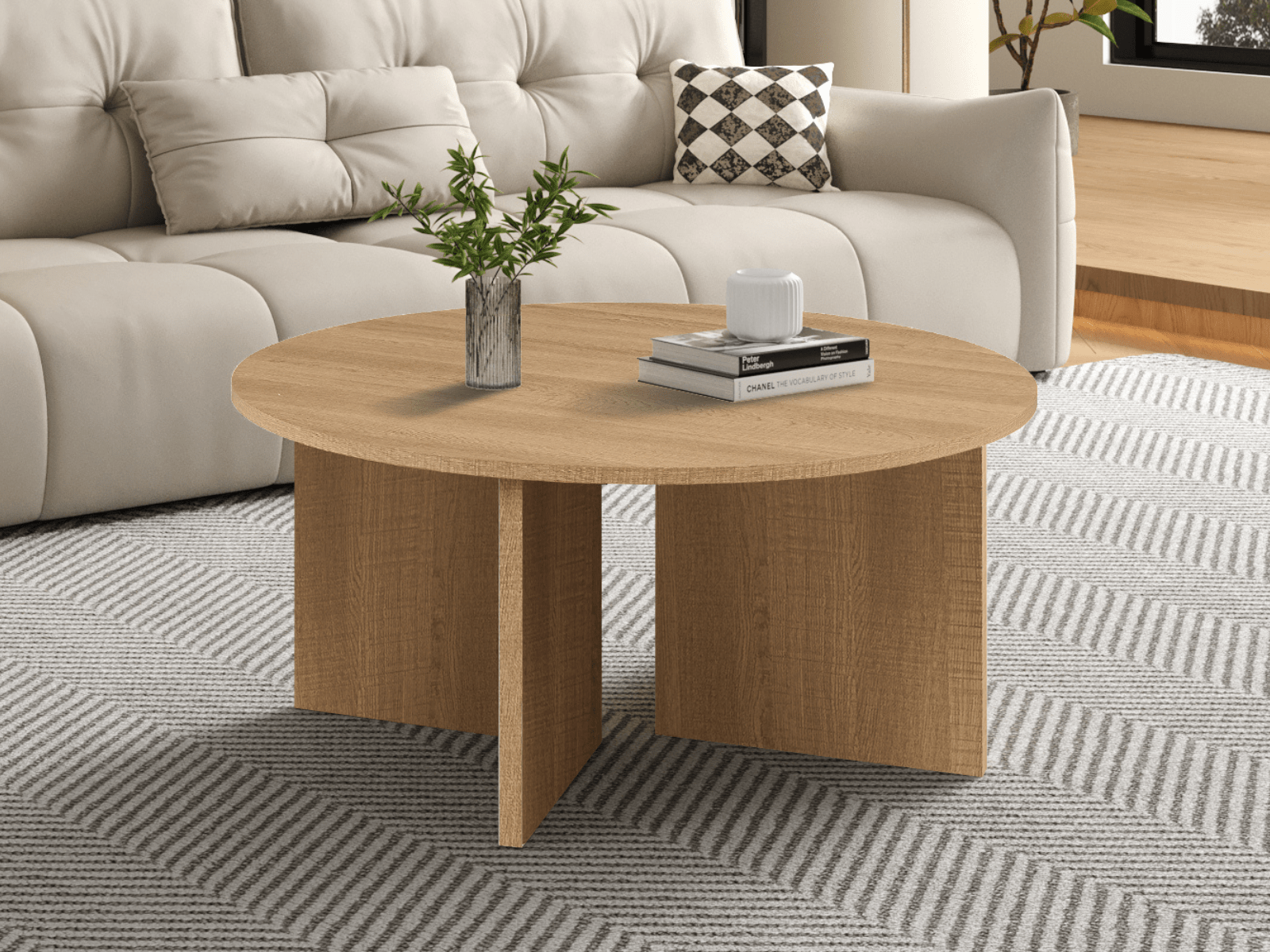 Ronde salontafel LIBA 90 cm decor natuurlijke eik