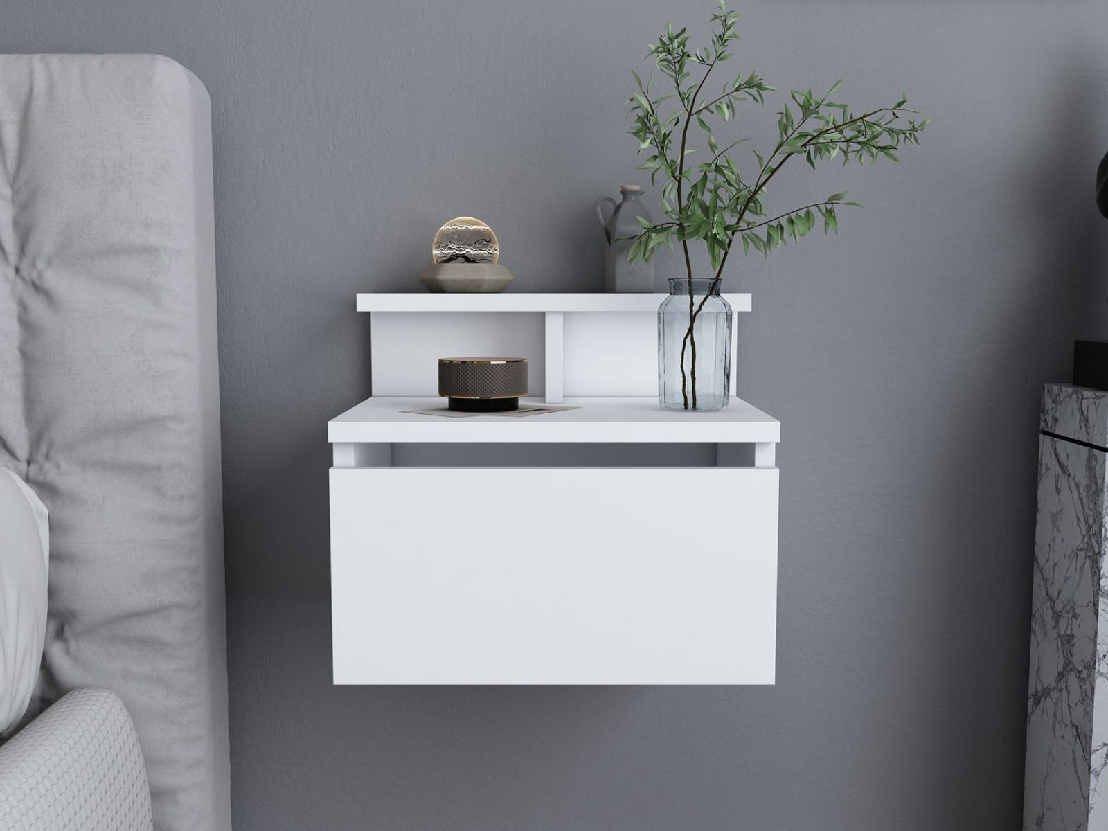 Hangend nachtkastje ALICIA 1 deur wit