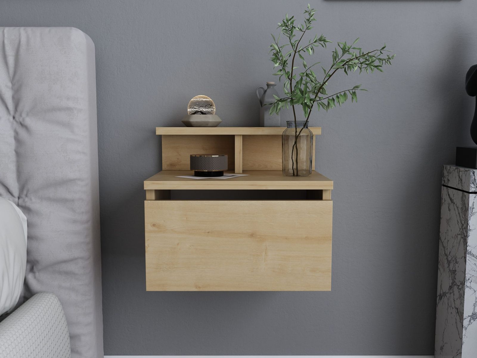 Hangend nachtkastje ALICIA 1 deur eik