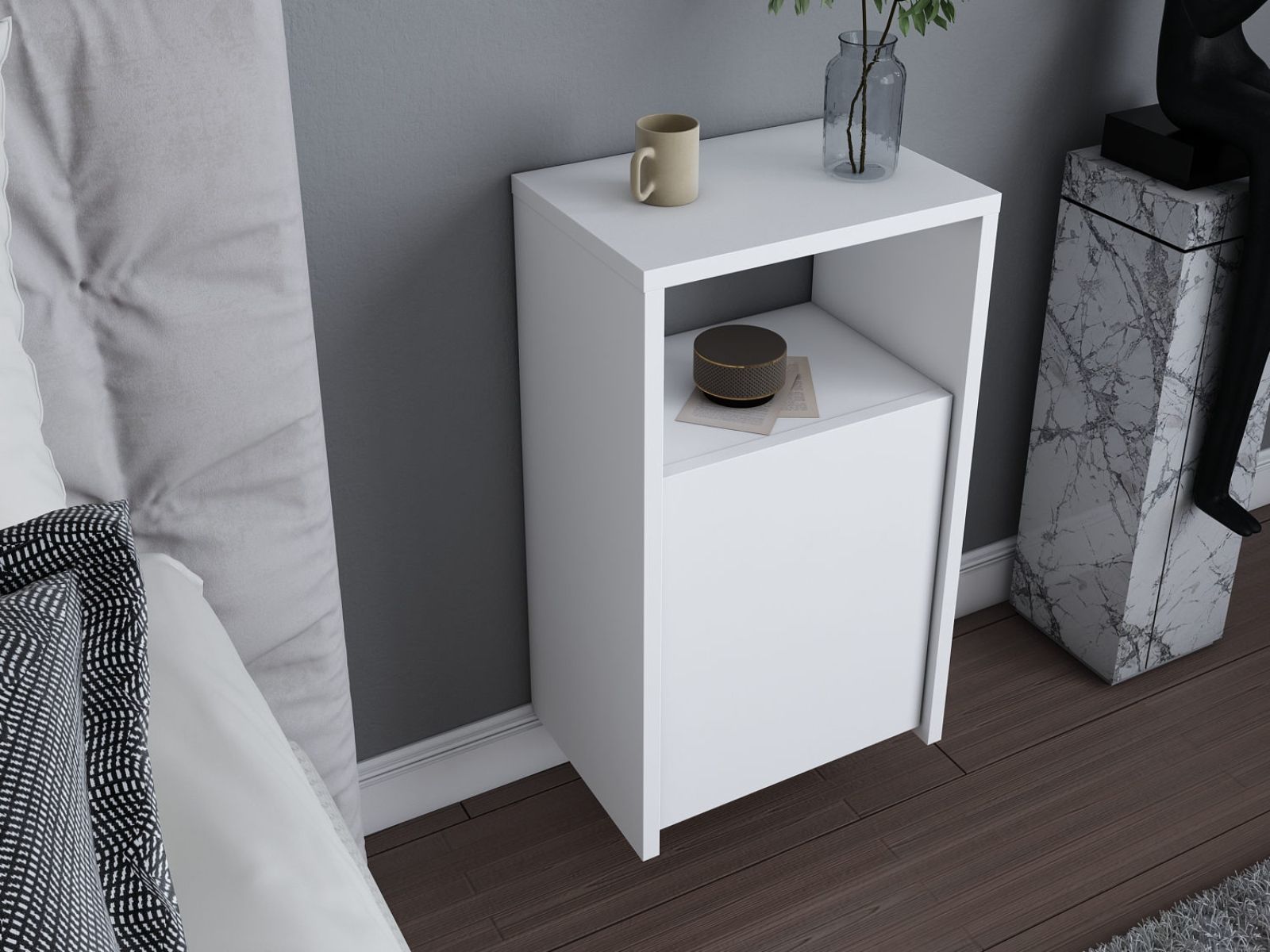 Zwevend nachtkastje CALIN 1 deur wit