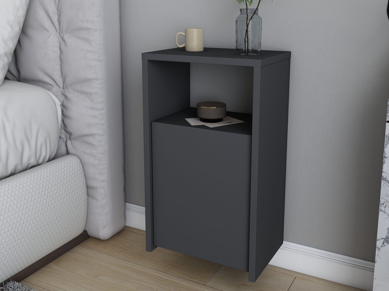 Hangend nachtkastje CALIN 1 deur antraciet