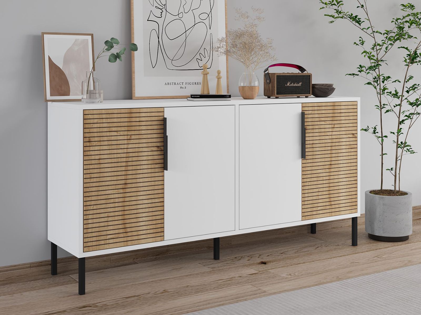 Mobistoxx Dressoir ZERRARI 4 deuren wit/saphire eik