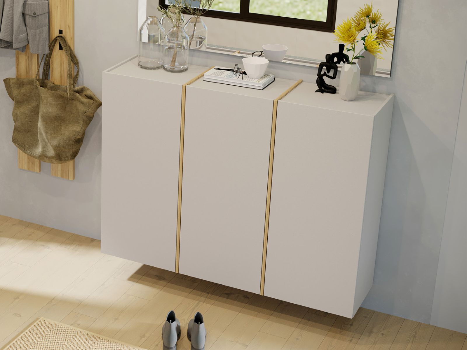 Schoenenkast LIBBO 3 deuren 103 cm kasjmier/eik navarra