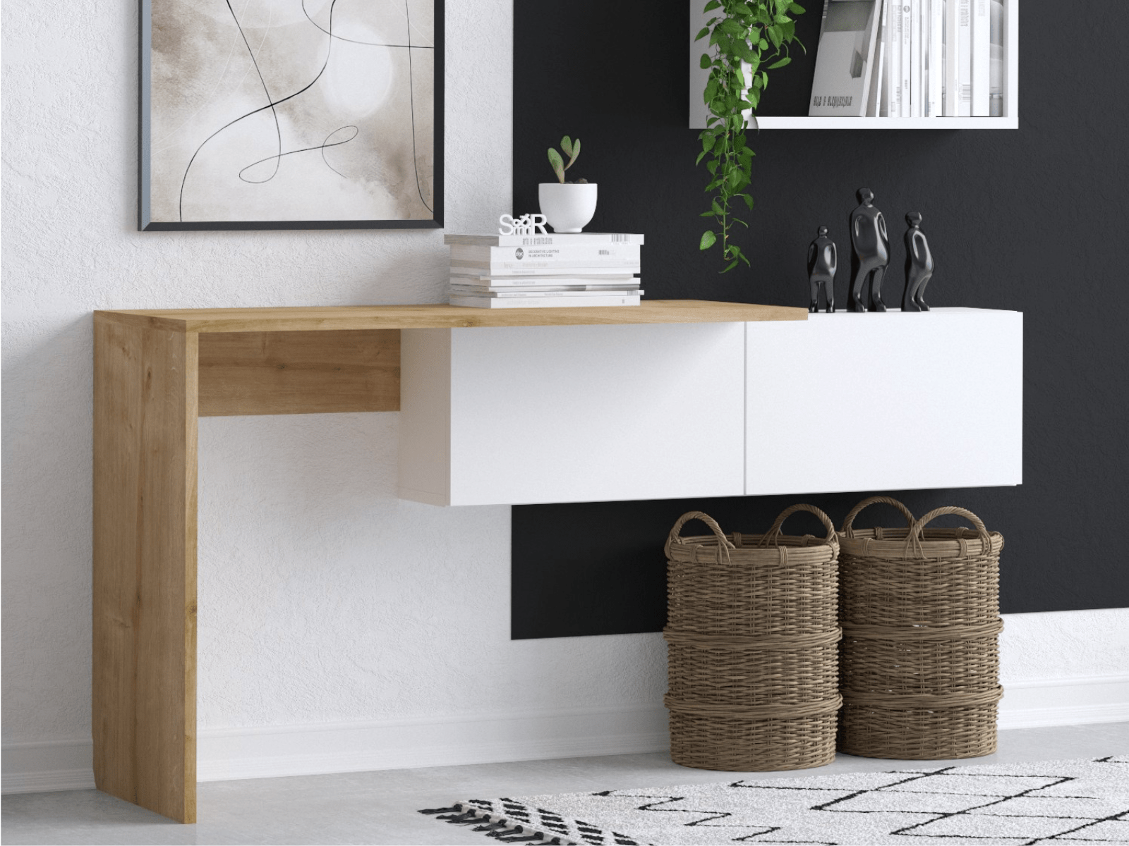 Bureau TIFFANY 145 cm 2 deuren bruin/eik