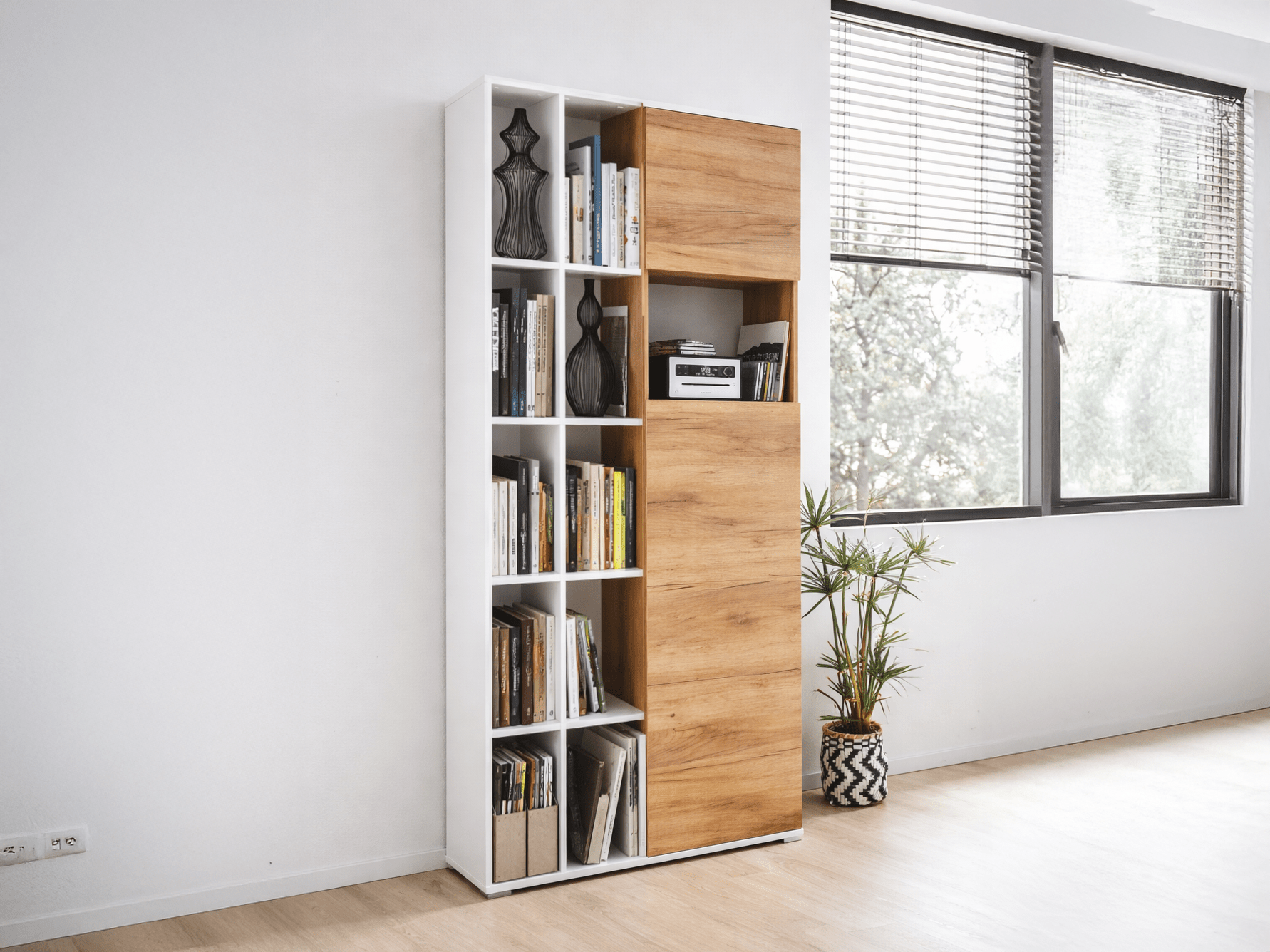 Kast LISBONNE 2 deuren wit/navarra eik