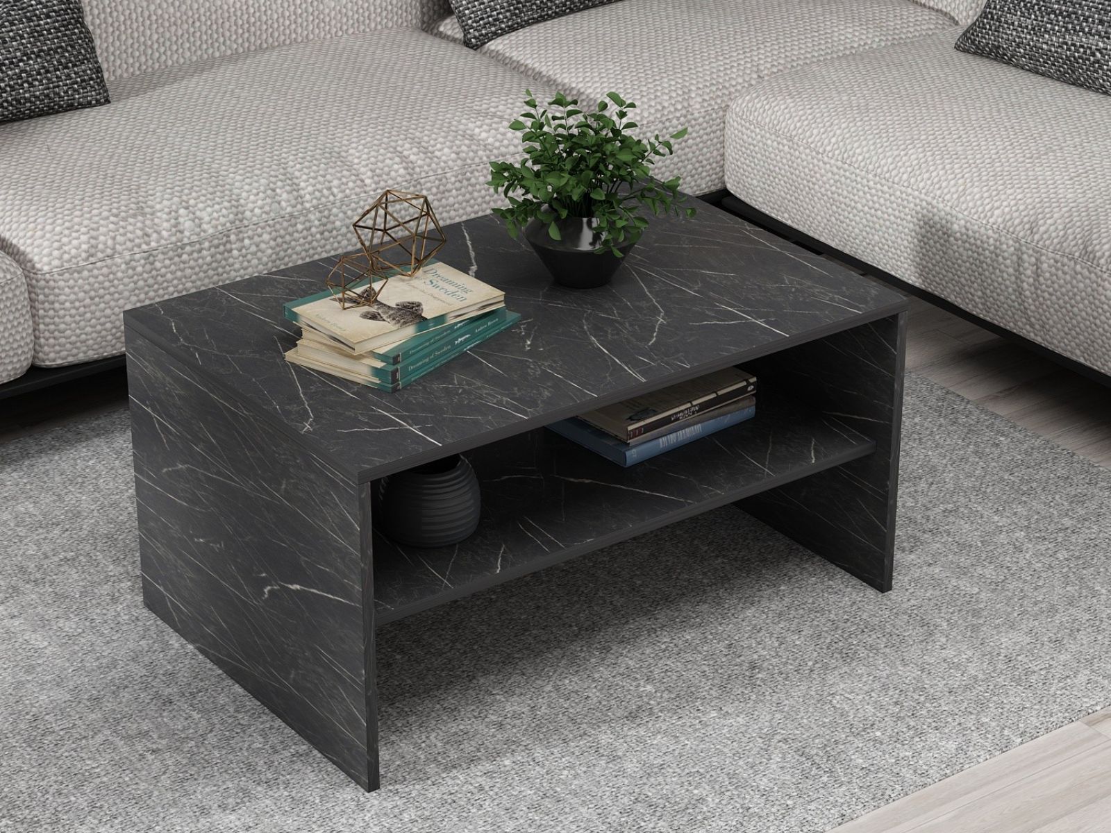 Salontafel APOLLO 90 cm zwart marmer