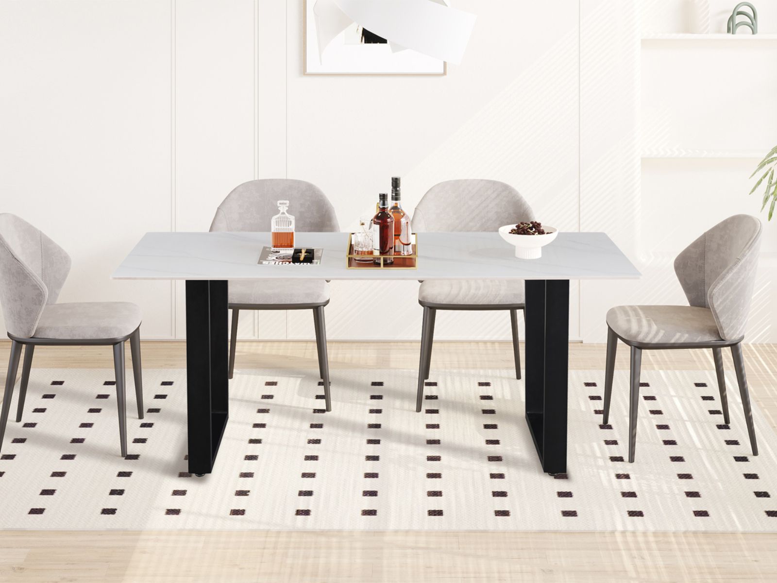 Eettafel PUEDO marmerlook wit 180 cm - Mobistoxx
