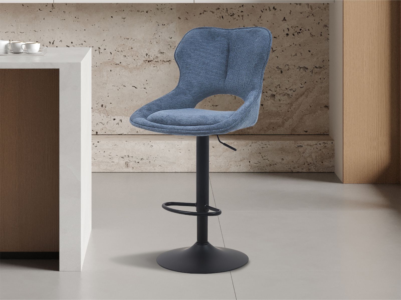 Barkruk MATEUS 65>86 cm blauw