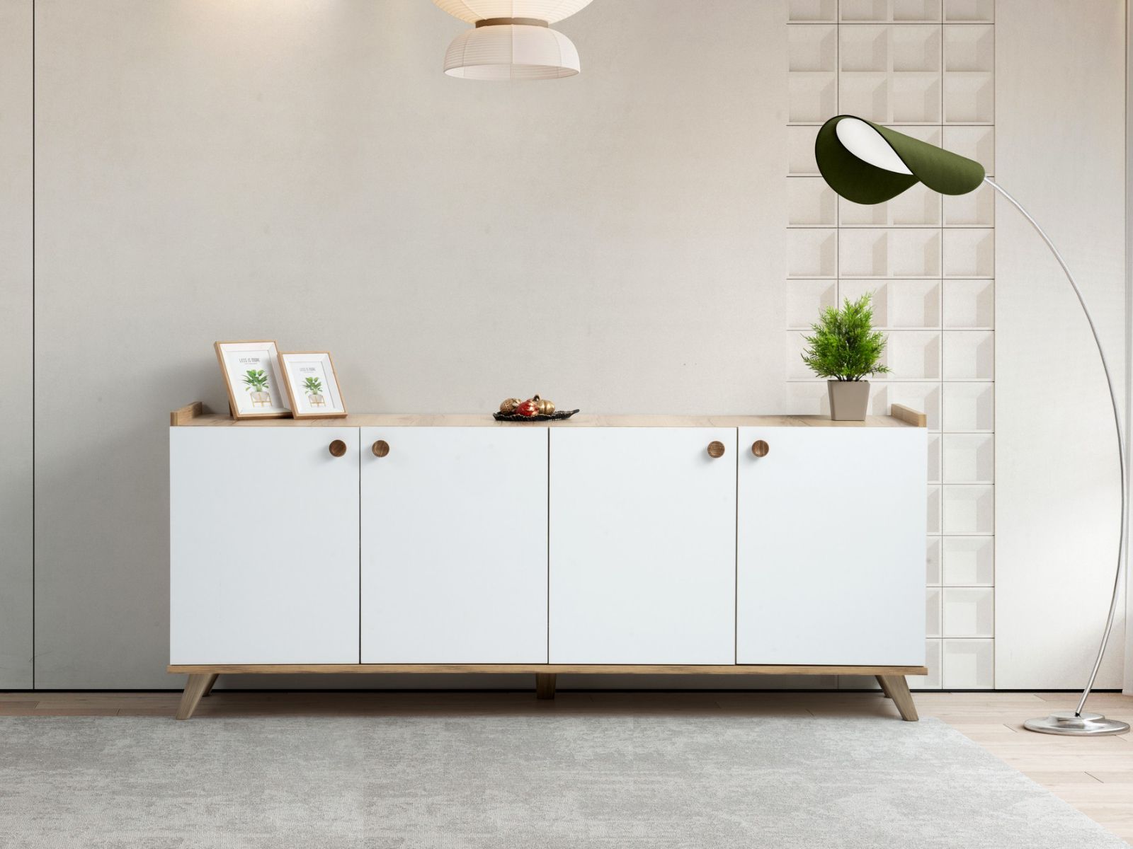 Dressoir SUMONIA 4 deuren eik/wit