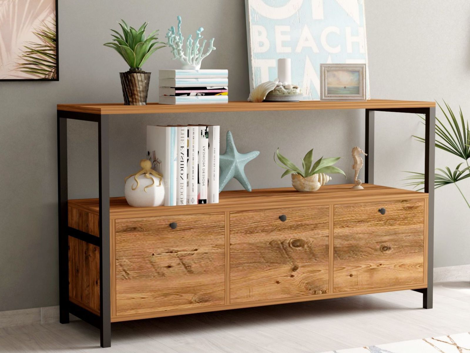 Mobistoxx Dressoir NETERO 3 deuren atlantische pijnboom/zwart