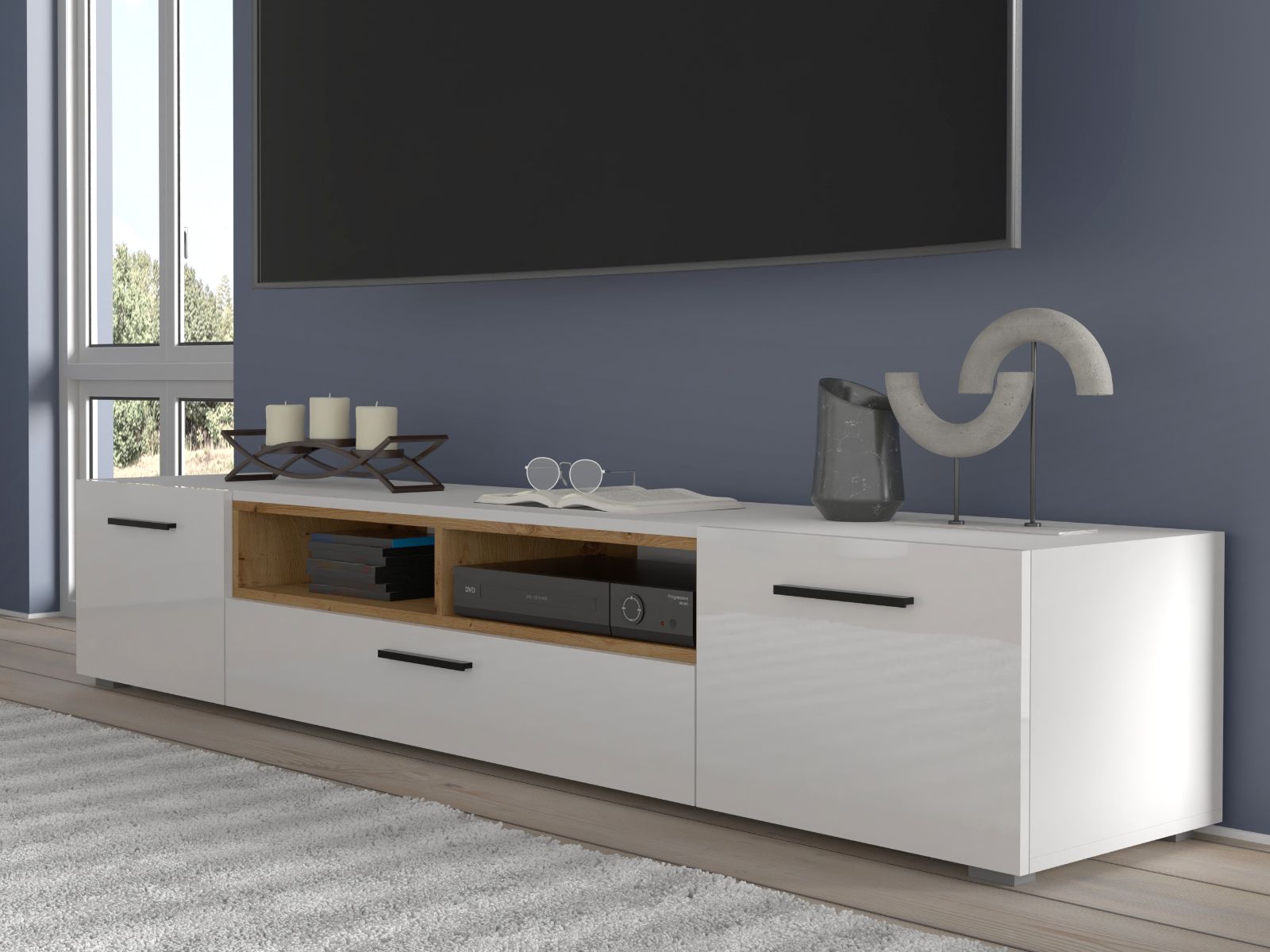 Mobistoxx Tv-meubel ANITA 3 deuren 2 vakken wit/artisan eik