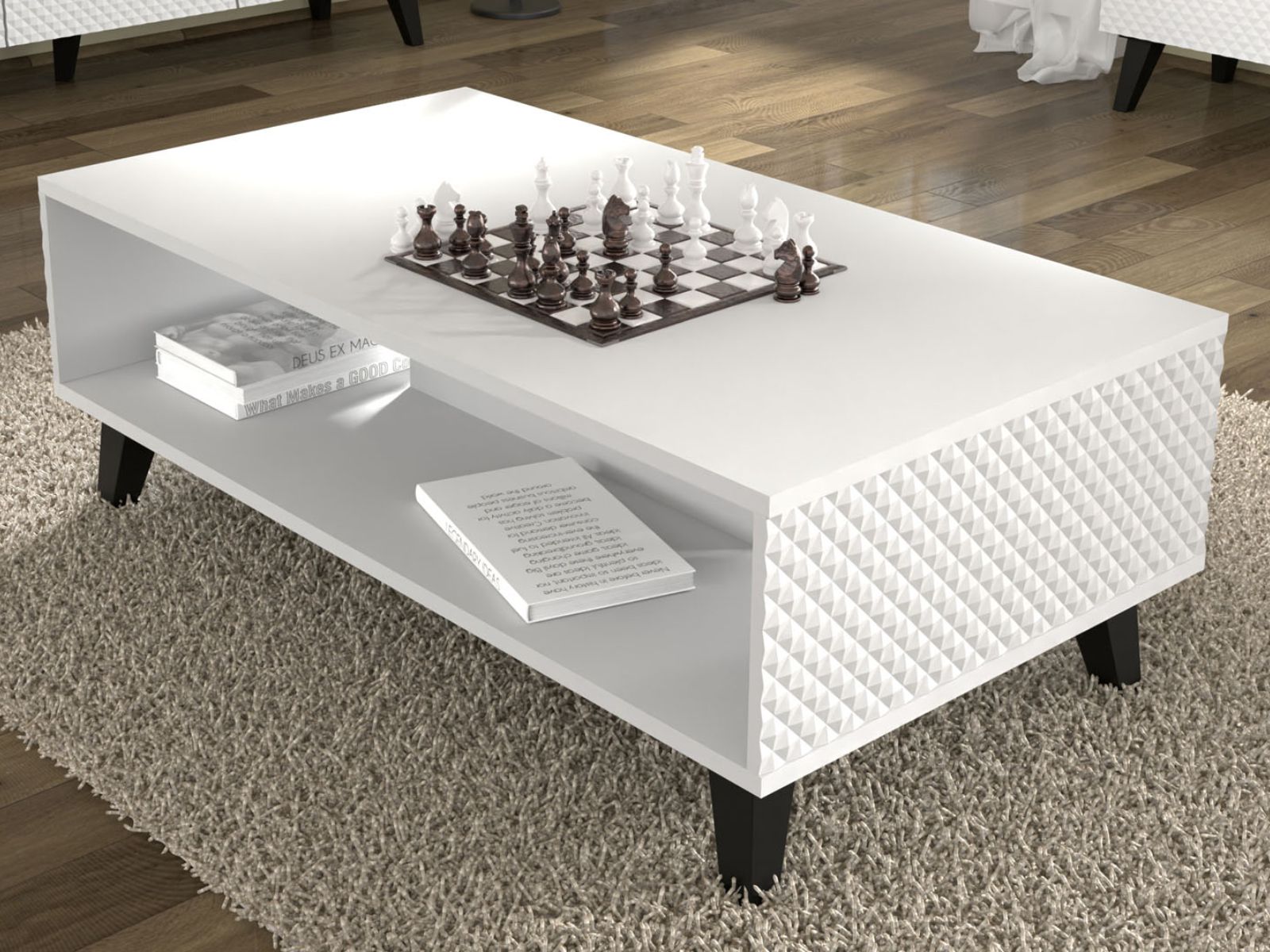Salontafel RAVAGE 90 cm hoogglans wit