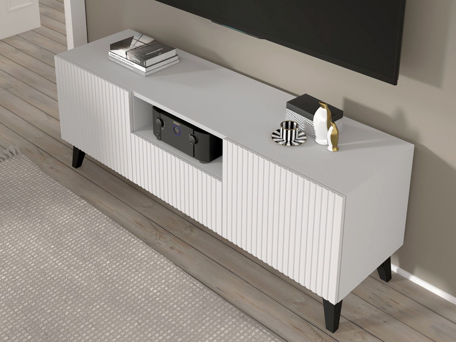 Tv-meubel RAVAGE 2 deuren 1 lade mat wit