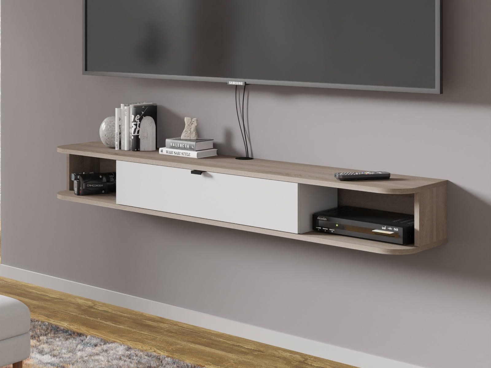 Tv-meubel ICONIC 1 deur wit/sonoma eik