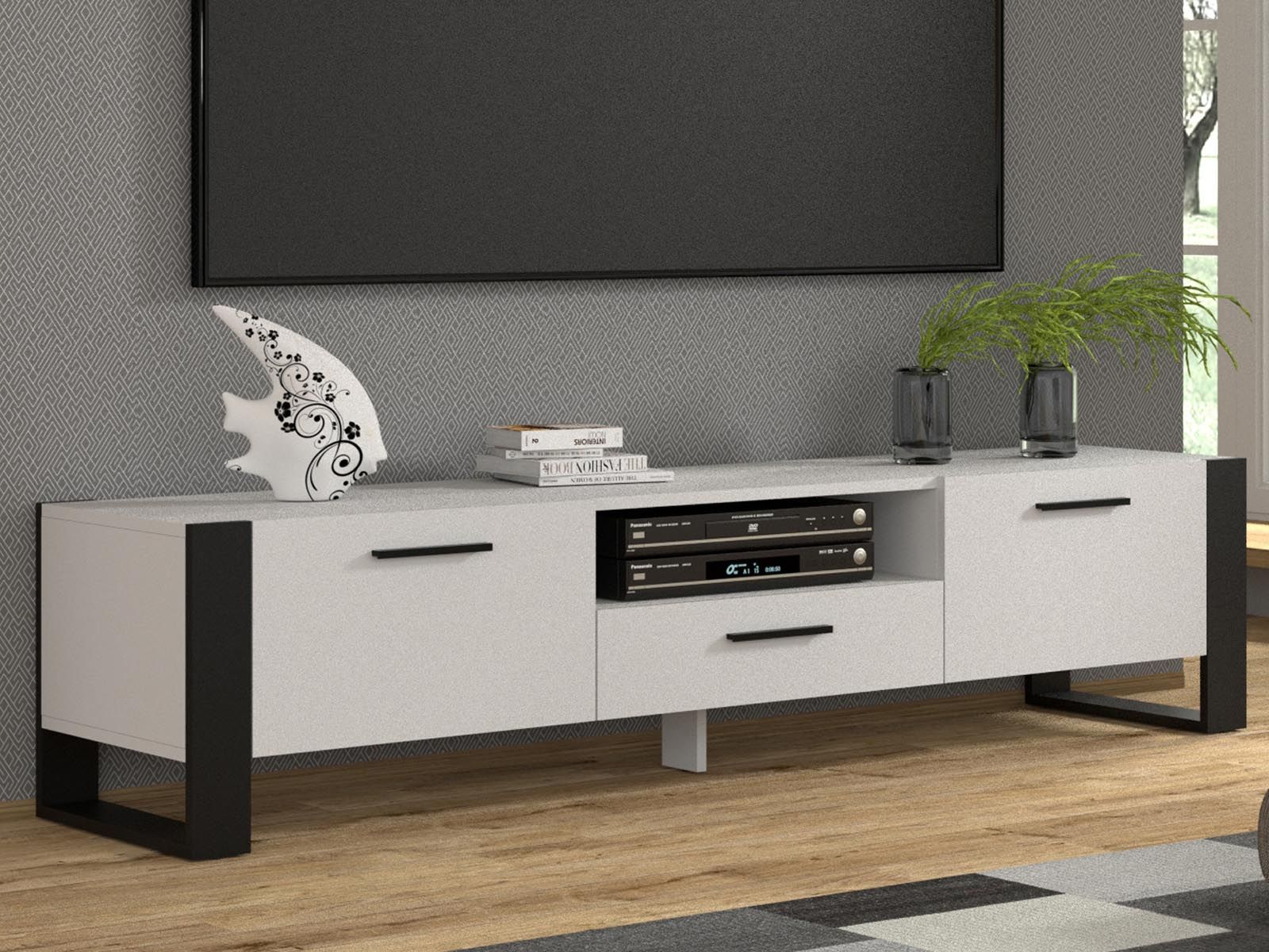 Tv-meubel NAKUMI 3 deuren 200 cm wit