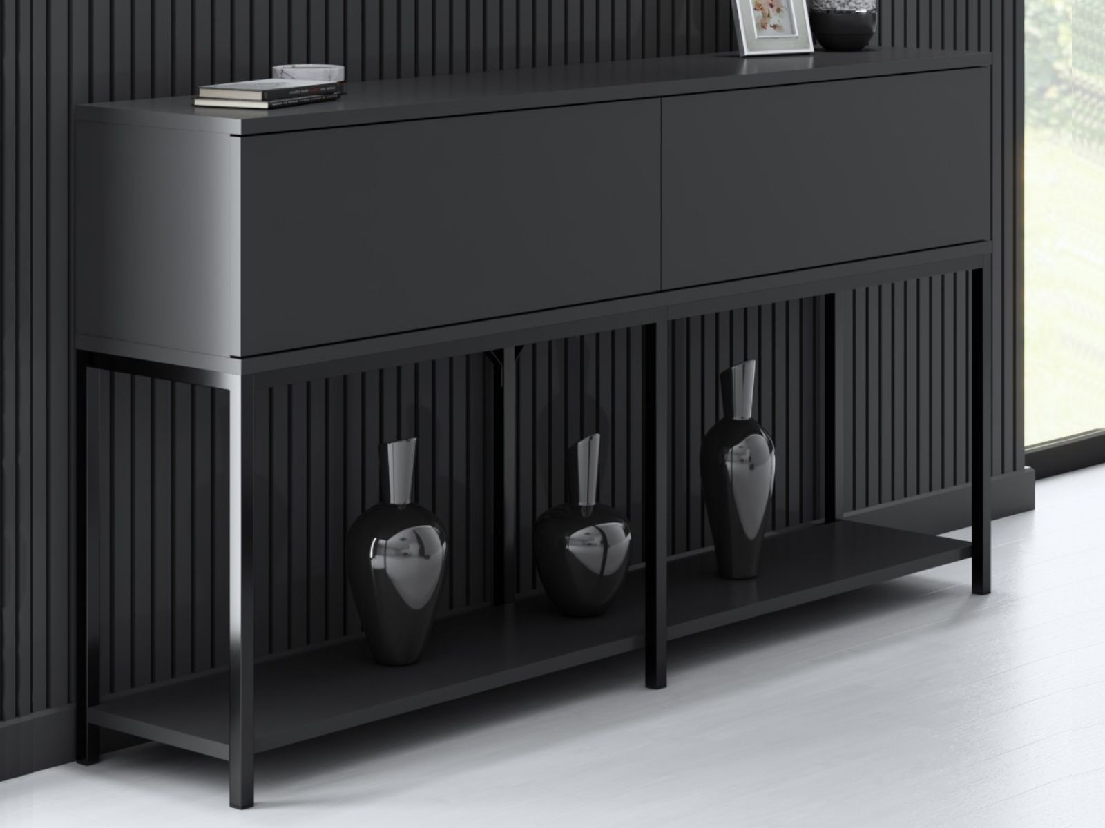 Console LODINO 150 cm antraciet/zwart