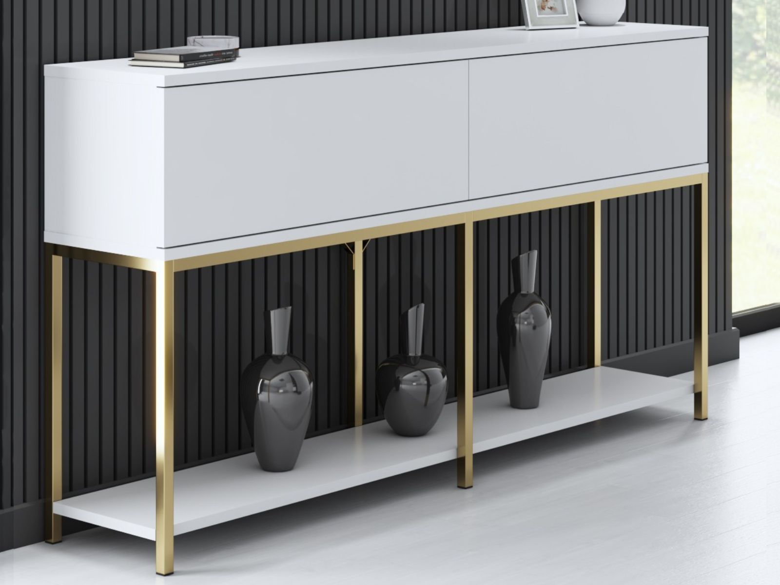 Console LODINO 150 cm wit/goud